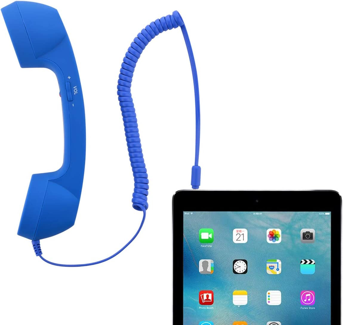 CM Vintage Retro Telephone Handset Cell Phone Receiver MIC Microphone for Cellphone Smartphone, 3.5 Mm Socket (Blue)  CM   