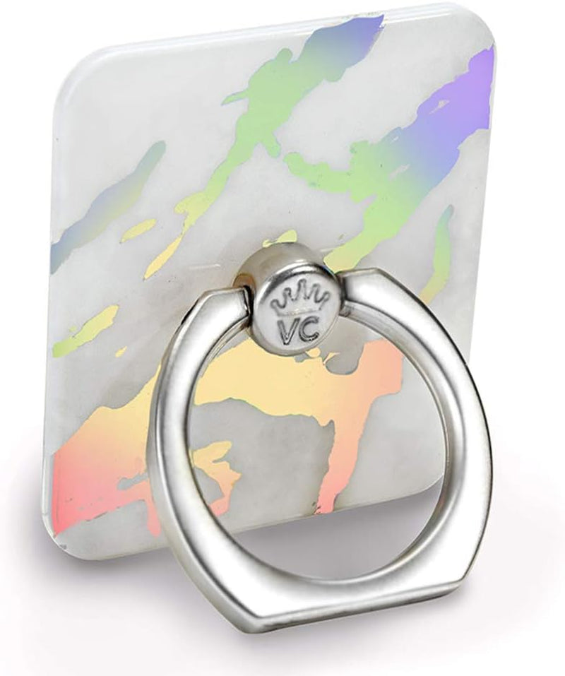 Velvet Caviar Cell Phone Ring Holder - Finger Ring & Stand - Improves Phone Grip Compatible with Iphone, Galaxy and Most Cases (Except Silicone/Leather) - Moonstone Holographic Pink Blue Marble  Velvet Caviar Holographic White Marble  