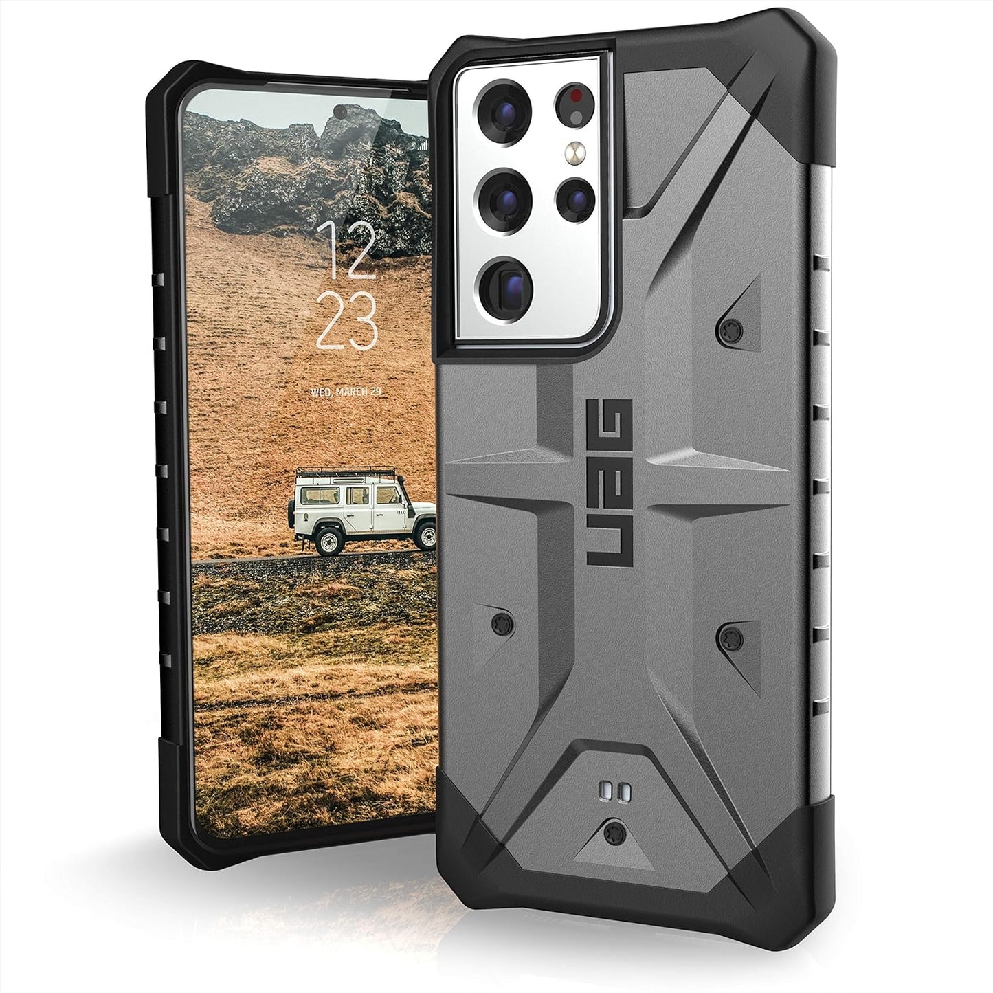 URBAN ARMOR GEAR UAG Designed for Samsung Galaxy S21 Case Black Rugged Lightweight Slim Shockproof Pathfinder Protective Cover, [6.2 Inch Screen]  Urban Armor Gear Pathfinder - Silver S21 Ultra 5G 