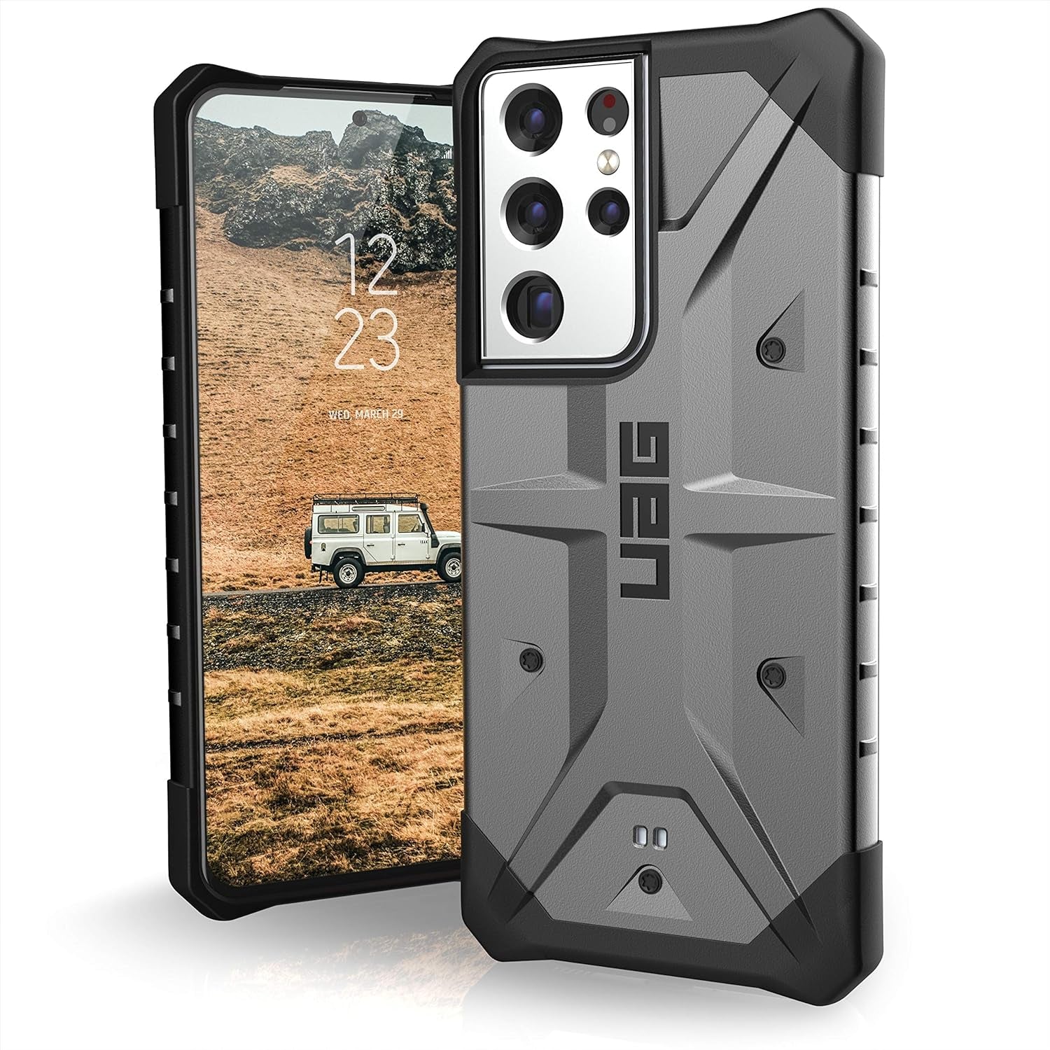 URBAN ARMOR GEAR UAG Designed for Samsung Galaxy S21 Case Black Rugged Lightweight Slim Shockproof Pathfinder Protective Cover, [6.2 Inch Screen]  Urban Armor Gear Pathfinder - Silver S21 Ultra 5G 