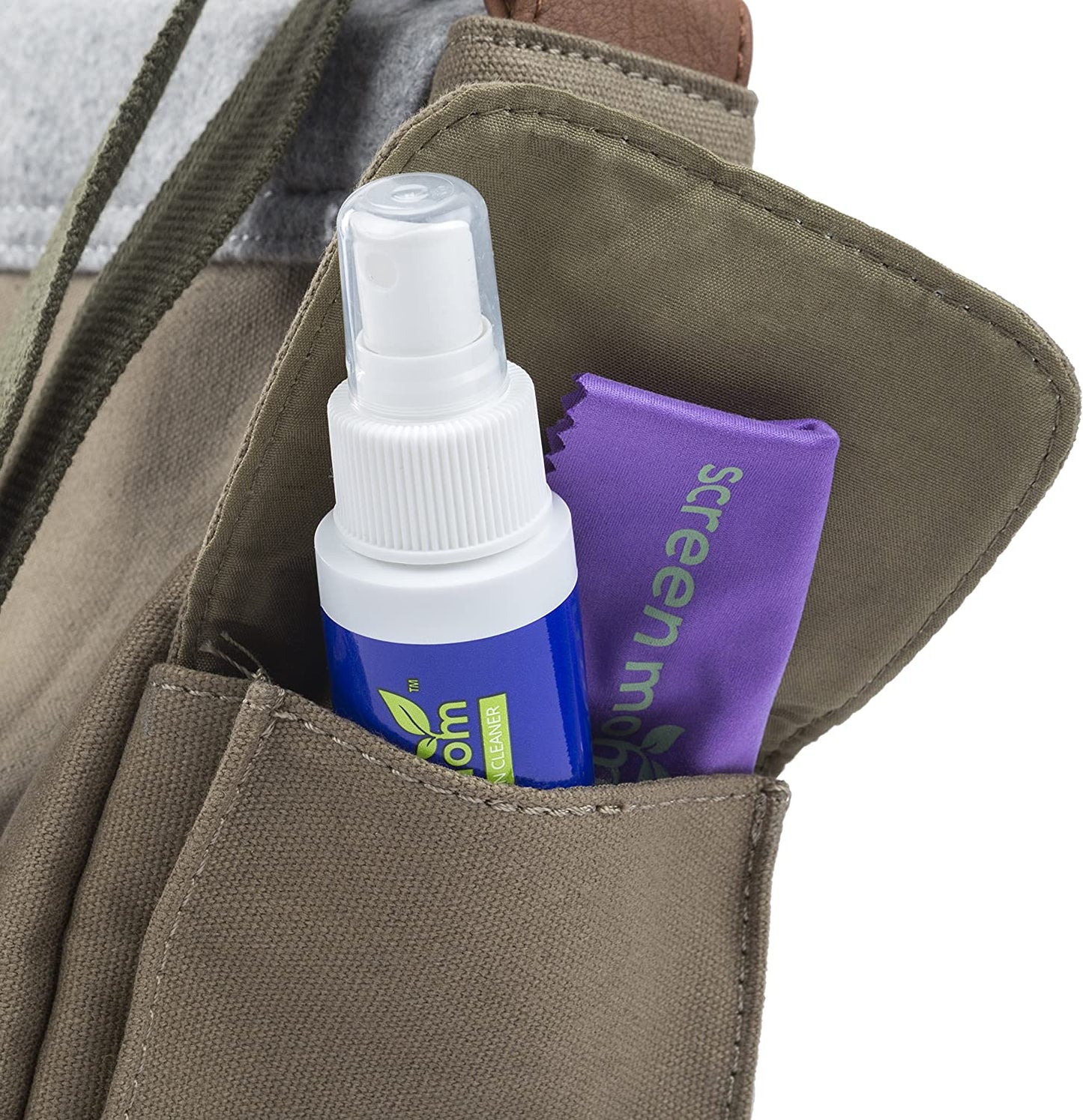 Screen Mom Screen Cleaner Kit for Laptop, Phone Cleaner, Ipad, Eyeglass, LED, LCD, TV - Includes 2Oz Spray and 2 Purple Cleaning Cloths  Screen Mom   