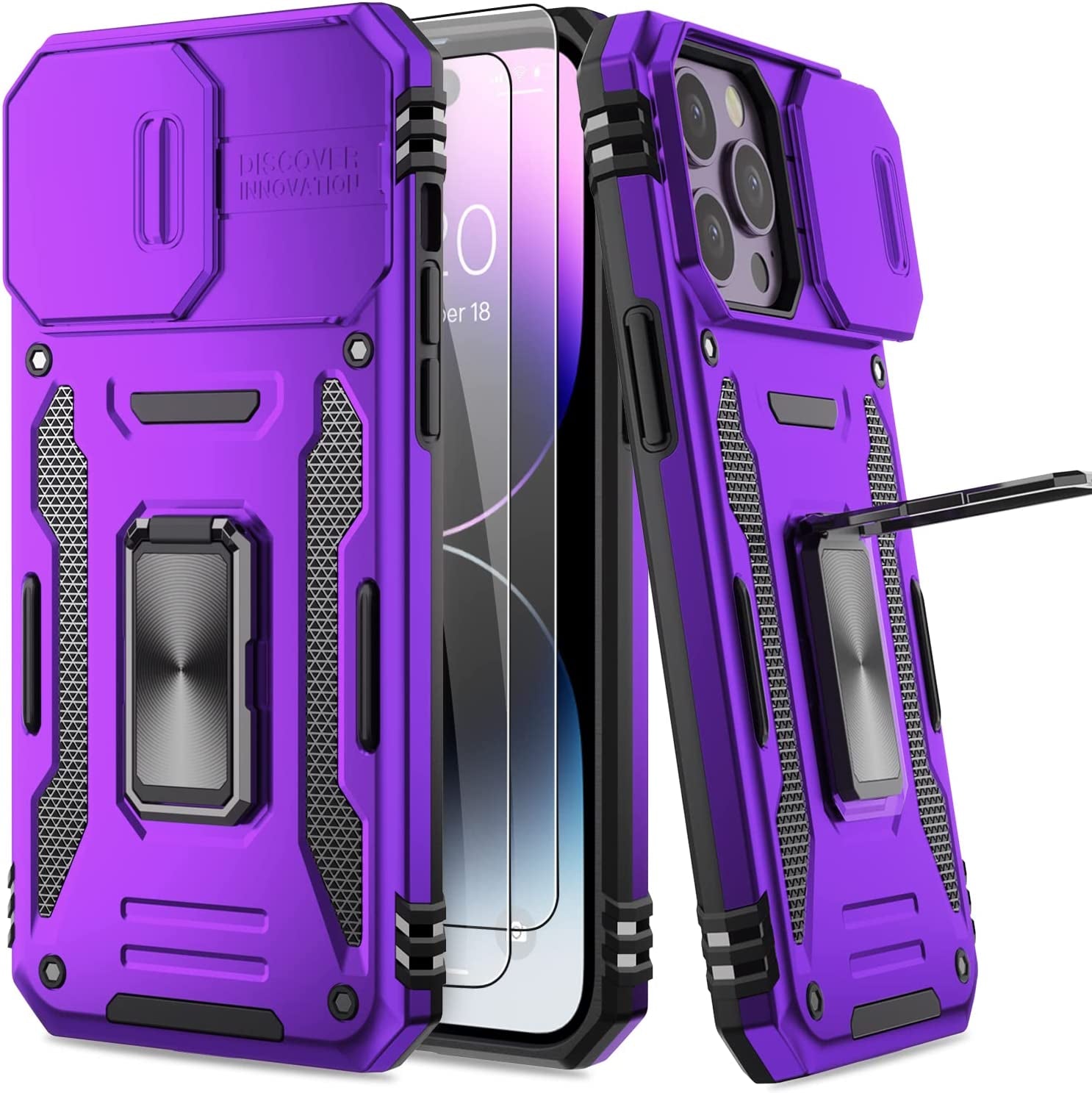 AUPAI Iphone 14 plus Case with Screen Protector,Iphone 14 plus Cover Crystal Clear Anti-Yellow Heavy Duty Acrylic Protective Phone Case with Magnetic Kickstand for Apple Iphone 14 Plus,Green  AUPAI   