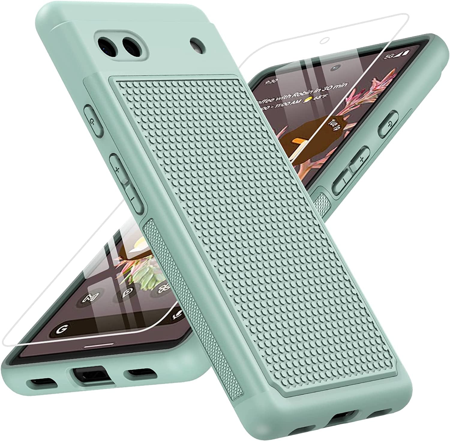 JXVM for Google Pixel 6A Phone Case: Dual Layer Protective Heavy Duty Cell Phone Cover Shockproof Rugged with Non Slip Textured Back | Military Drop Protection Bumper Tough - 6.1Inch (Burgundy Purple)  JXVM Mint Green  