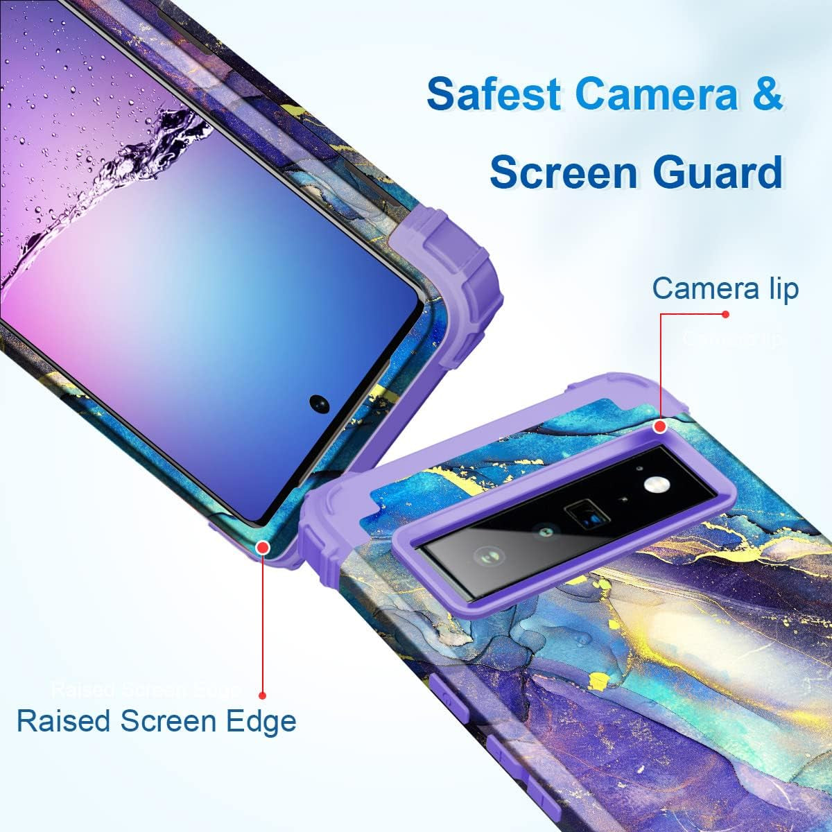 Rancase Compatible with Google Pixel 6 Pro Case,Three Layer Heavy Duty Shockproof Protection Hard Plastic Bumper +Soft Silicone Rubber Protective Case for Google Pixel 6 Pro Case,Purple  Rancase   