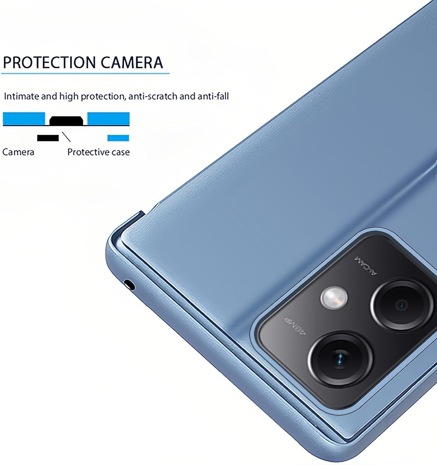 Ysnzaq Mirror Case for Xiaomi Redmi Note 12 Pro+ 6.67 Inch, Smart Window Phone Cover with Stand for Xiaomi Redmi Note 12 Pro plus JM Black  Ysnzaq   