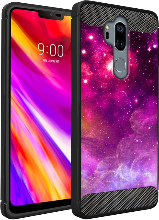 Casesondeck Case Compatible with [LG G7 Thinq | LG G7] LG G7 Design Case, Slim Black Flexible Sleek Shock Protection TPU Case (Pink Galaxy Stars)  CasesonDeck   