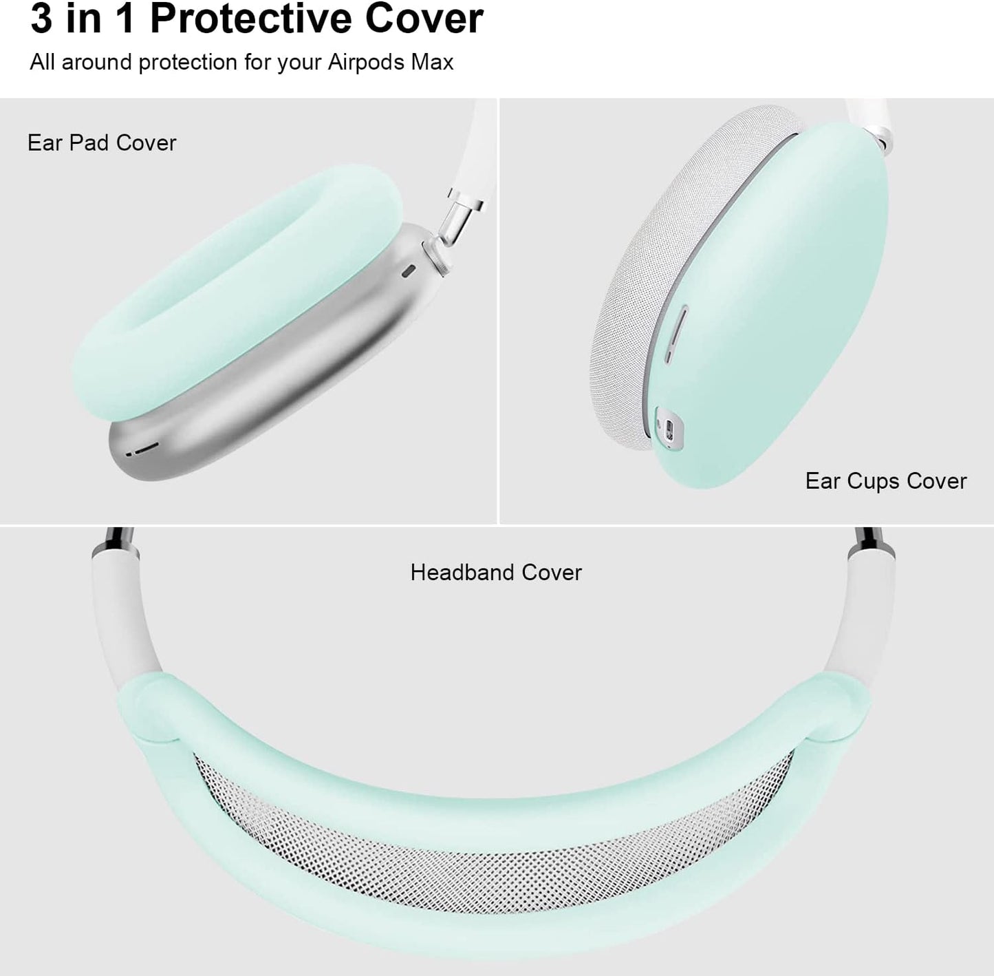 OETKER Compatible Airpods Max Case Cover, Soft Silicone 3 in 1 Anti-Scratch Ear Pad Case Cover/Ear Cups Cover/Headband Cover Accessories Skin for Airpods Max, Green Glow in the Dark  OTK   