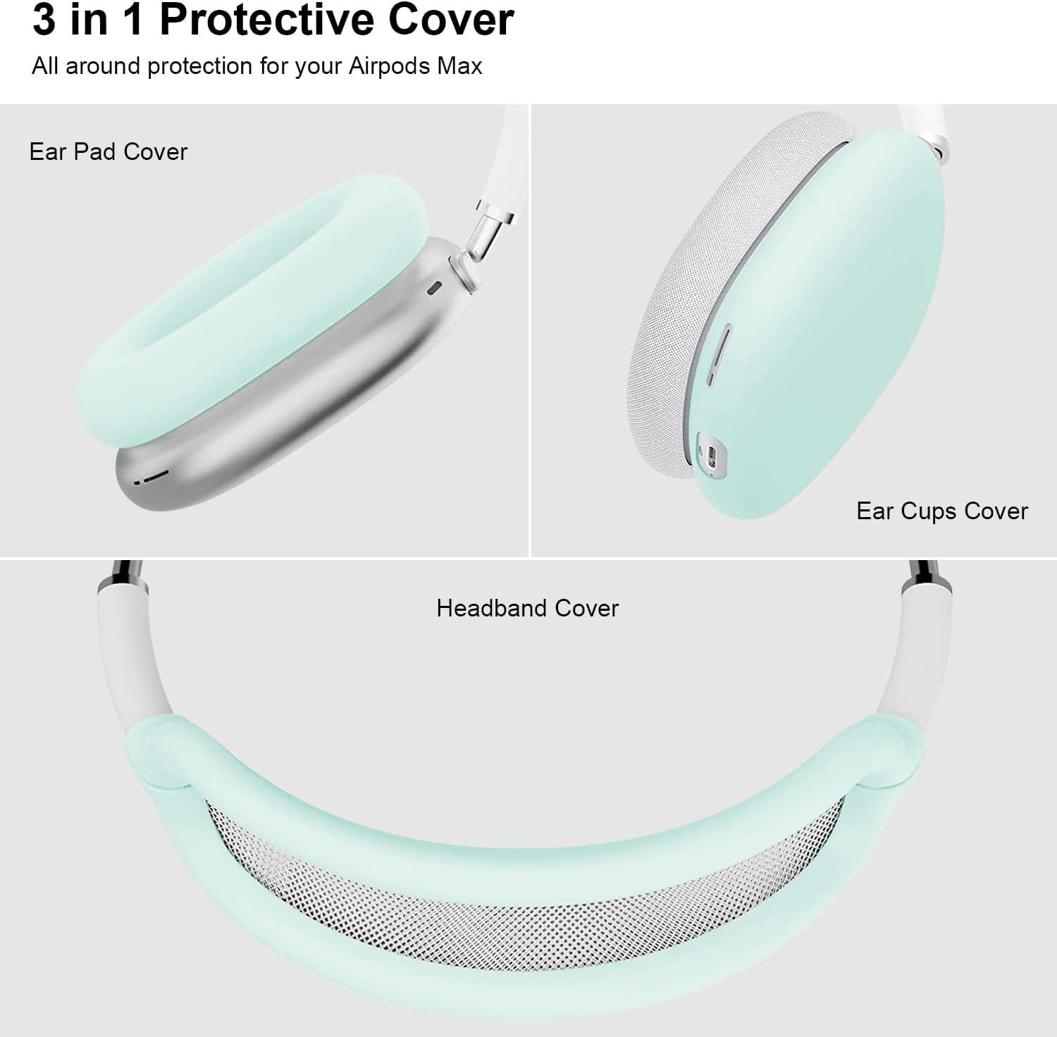 OETKER Compatible Airpods Max Case Cover, Soft Silicone 3 in 1 Anti-Scratch Ear Pad Case Cover/Ear Cups Cover/Headband Cover Accessories Skin for Airpods Max, Green Glow in the Dark  OTK   