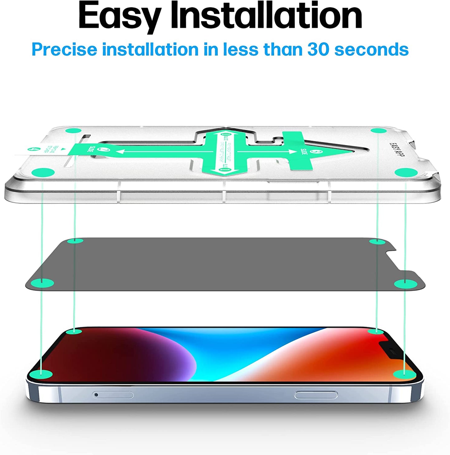 Power Theory Privacy Screen Protector for Iphone 14, Iphone 13, Iphone 13 Pro Tempered Glass anti Spy Protection with Easy Install Tray  Power Theory   