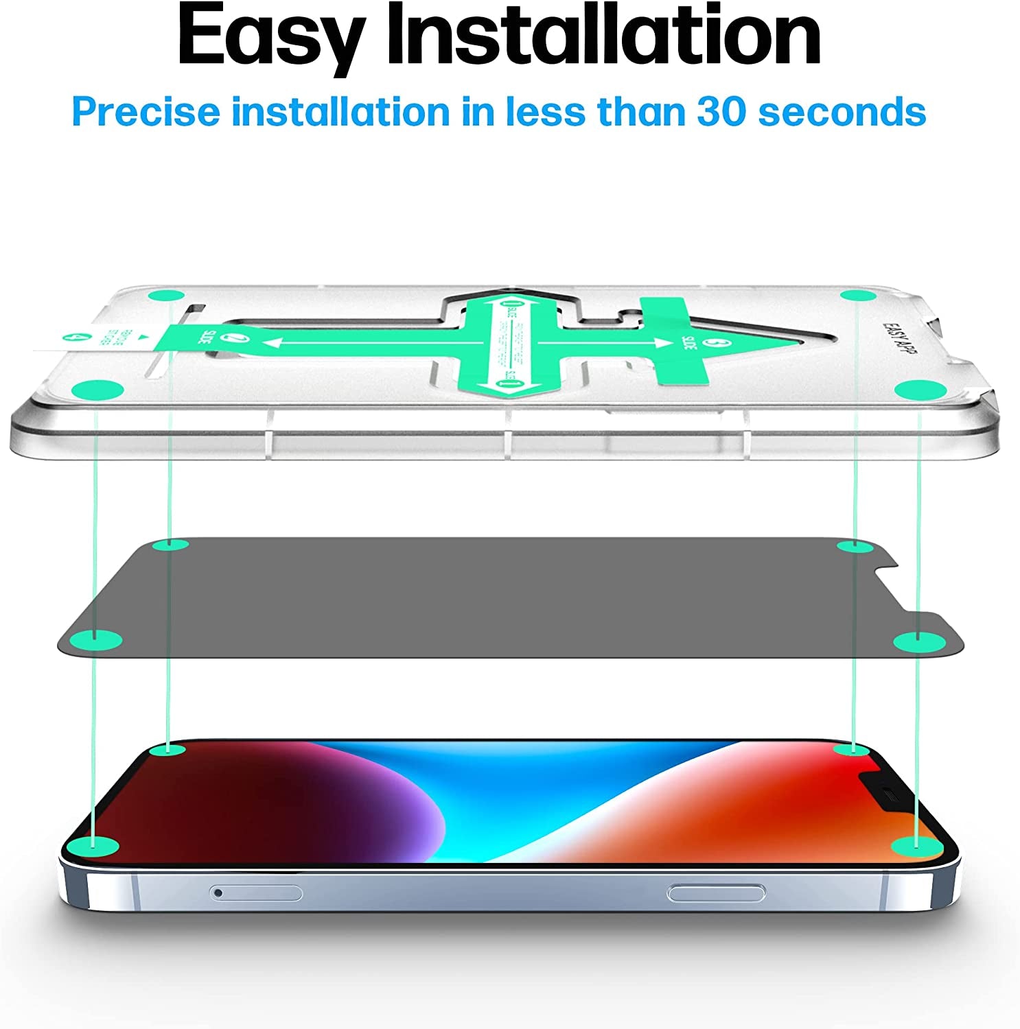 Power Theory Privacy Screen Protector for Iphone 14, Iphone 13, Iphone 13 Pro Tempered Glass anti Spy Protection with Easy Install Tray  Power Theory   
