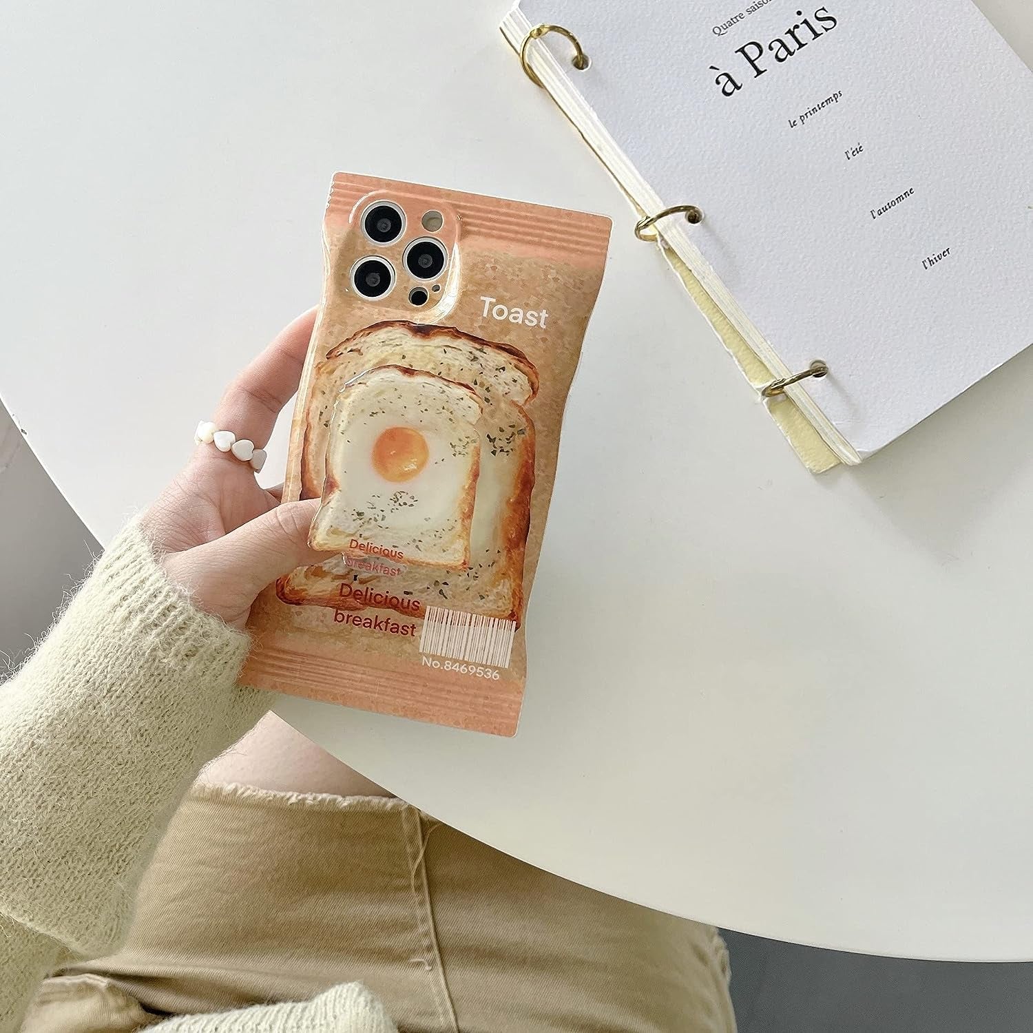 YWYUHE Cute Food Phone Case for Iphone 13, Funny Breakfast Bread Case, 3D Candy Bag Kraft Paper Toast Phone Cover with Toast Hold Stand for Women Girls  yuhe   