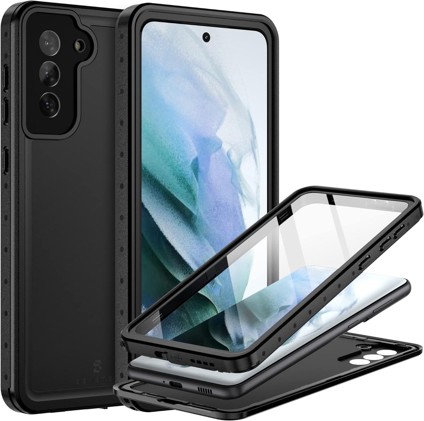 BEASTEK for Samsung Galaxy S21 Ultra Waterproof Case, NRE Series, Shockproof Underwater IP68 Case with Built-In Screen Protector Full Body Protective Cover, for Galaxy S21 Ultra 6.8 Inch (Blue)  BEASTEK Black Galaxy S21 