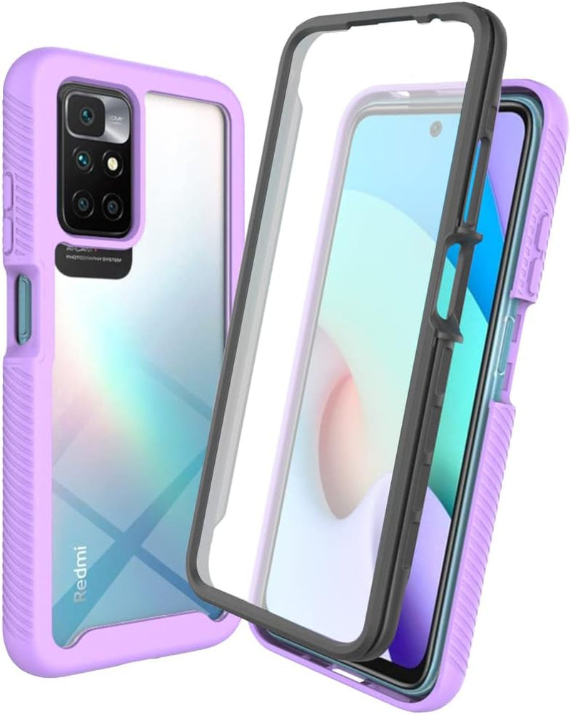 Elubugod Case for Xiaomi Redmi 10 4G Case Cover,Anti-Fall and Shock-Absorbing Protective with Screen Protector Case for Xiaomi Redmi 10 4G / Redmi 10 2022 Case Blue  Elubugod Purple  