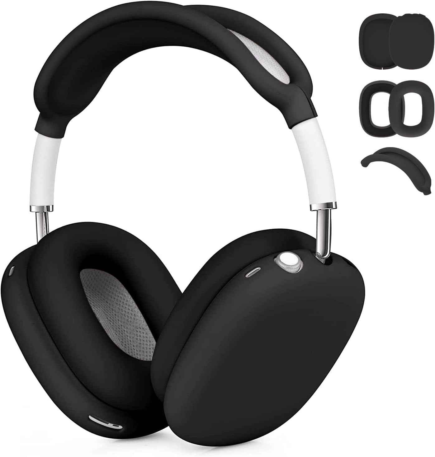 OETKER Compatible Airpods Max Case Cover, Soft Silicone 3 in 1 Anti-Scratch Ear Pad Case Cover/Ear Cups Cover/Headband Cover Accessories Skin for Airpods Max, Green Glow in the Dark  OTK Black  