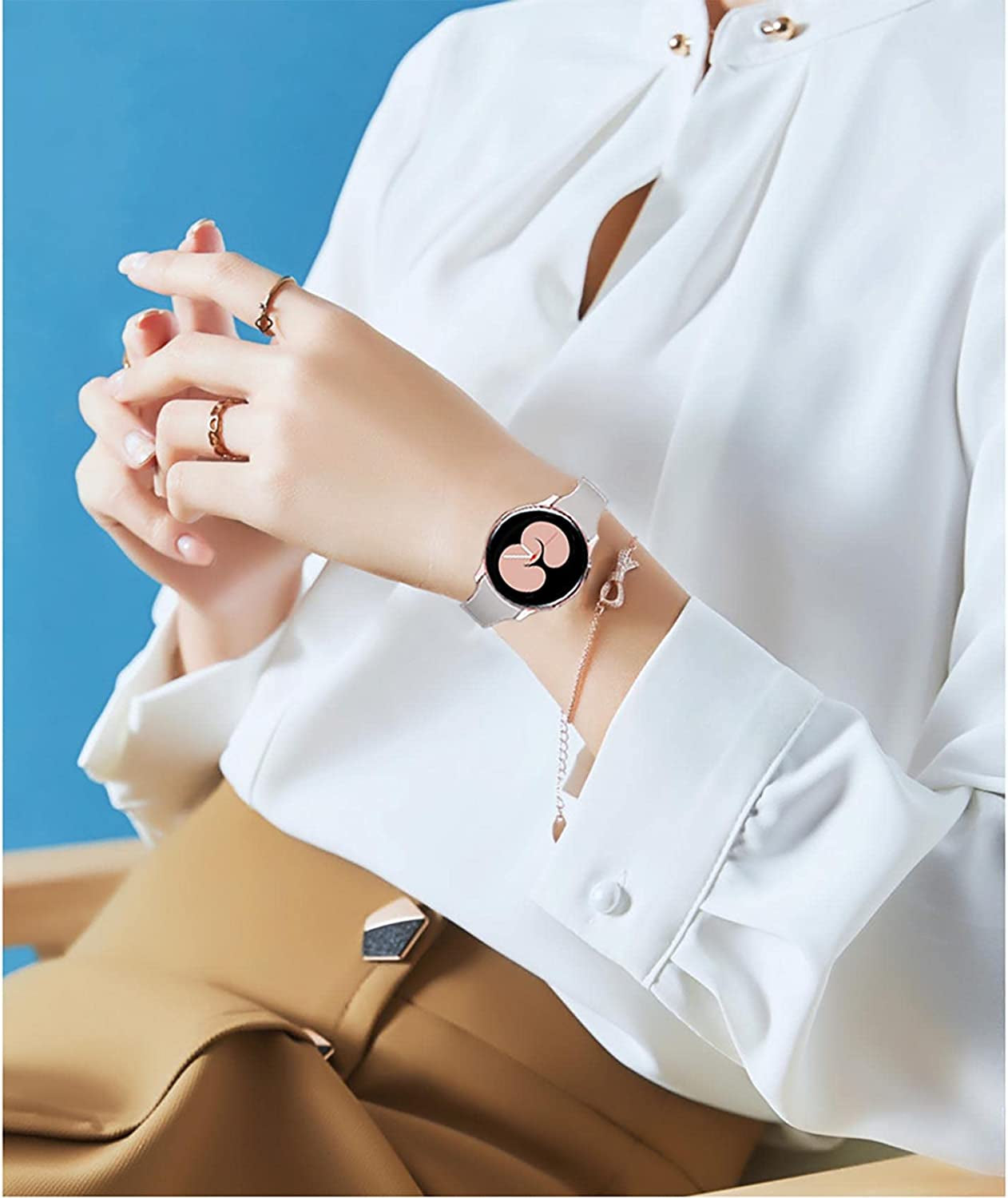 4 Pack Bands Compatible with Samsung Galaxy Watch 4 /Galaxy Watch 5 40Mm 44Mm/ Galaxy Watch 4 Classic /Galaxy Watch 5 Pro 45Mm/ Galaxy Active 2 40Mm 44Mm, 20Mm Soft Slim Silicone Sport Straps for Women Men (Small, Black/Navy Blue/Pine Green/Plum)  Suremita   