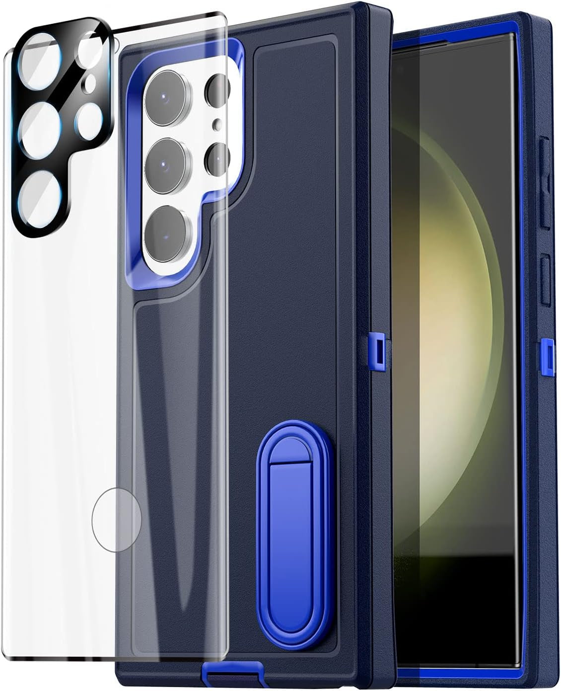 Aicase for Samsung Galaxy S23 Ultra Case,Heavy Duty Drop Protection Full Body Rugged Shockproof Military Protective Tough Durable Cover for Samsung Galaxy S23 Ultra 6.8"_Burgundy/Pink  AICase Navy Blue With Glass Protector+Camera Lens  