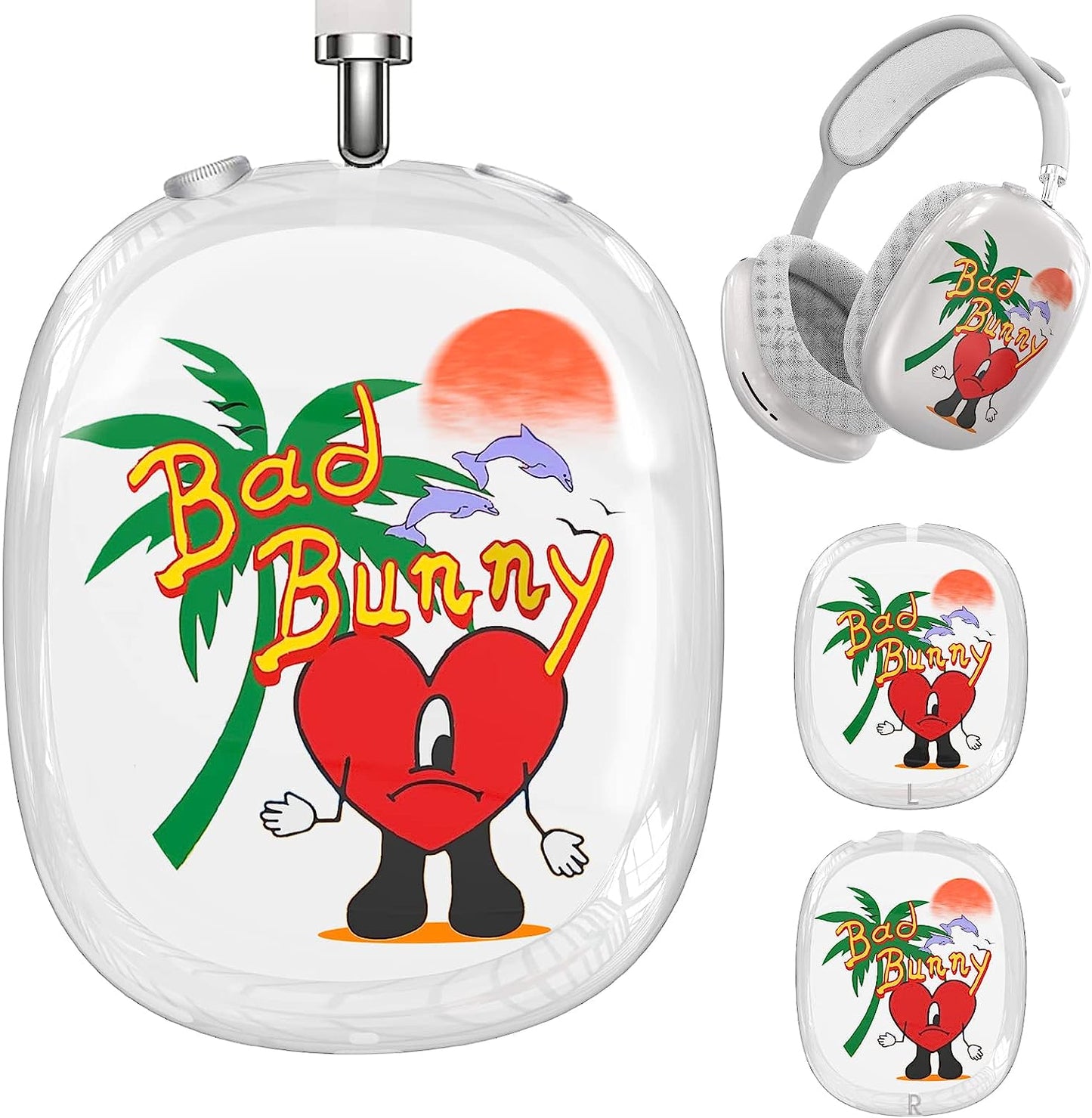 Clear Bad Funny Bunny Design Airpods Max Case,Soft Silicone TPU Protective Cover Accessories Compatible with Apple Airpods Max for Teens Boys Girls  AIBEAMER   