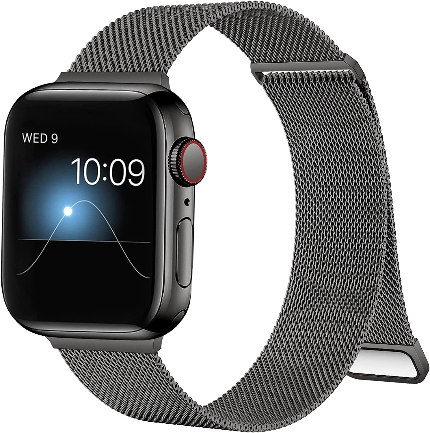 ZXCASD Metal Bands Compatible with Apple Watch Band 42Mm 44Mm 45Mm 49Mm Women Men,Silver Loop Adjustable Mesh Strap for Iwatch Series 8 7 6 5 4 3 2 1 SE Ultra  ZXCASD-20 Black 42mm 44mm 45mm 49mm 