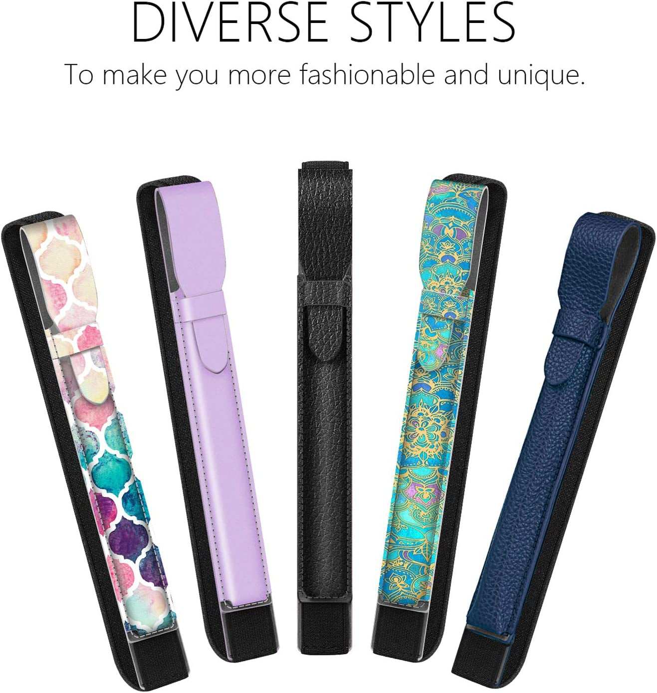 Fintie Pencil Holder with USB Adapter Pocket for Apple Pencil (1St and 2Nd Generation), Premium Elastic Vegan Leather Sleeve Pouch Compatible with Ipad Case, Black  Fintie   