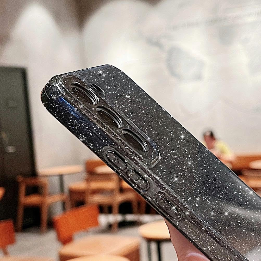 MINSCOSE Compatible with for Samsung Galaxy S22 plus Case,Cute Neon Bright Color,Glitter Bling Thin Slim Shockproof Silicone Sparkly Case, Soft TPU Phone Case for Women Girl-Black  MINSCOSE   