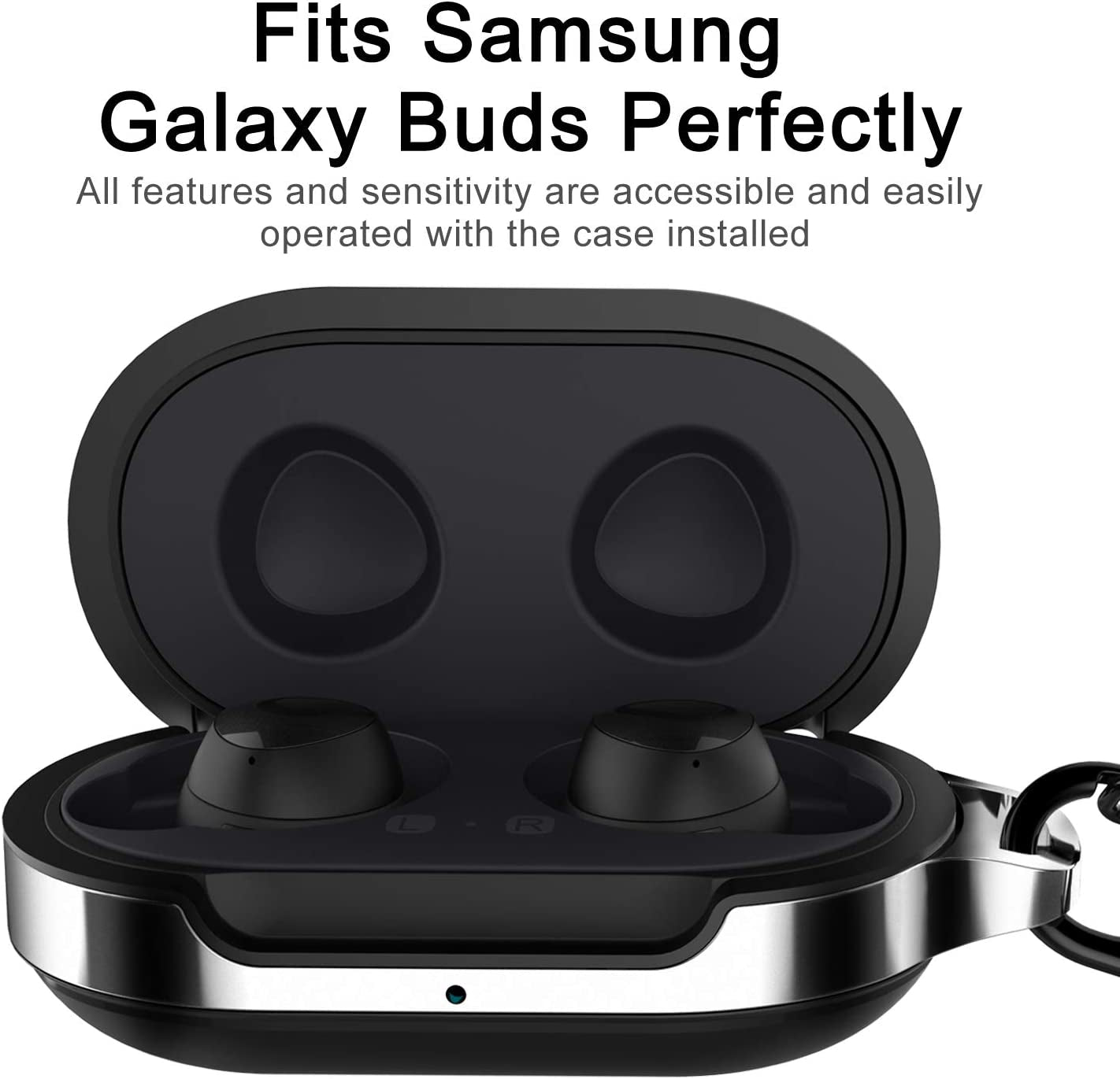 HALLEAST for Galaxy Buds Case Cover, Galaxy Buds+ plus Carrying Case TPU Full Protective Skin with Keychain for Galaxy Buds Wireless 2019 2020 Earbuds Accessories, Black  HALLEAST   