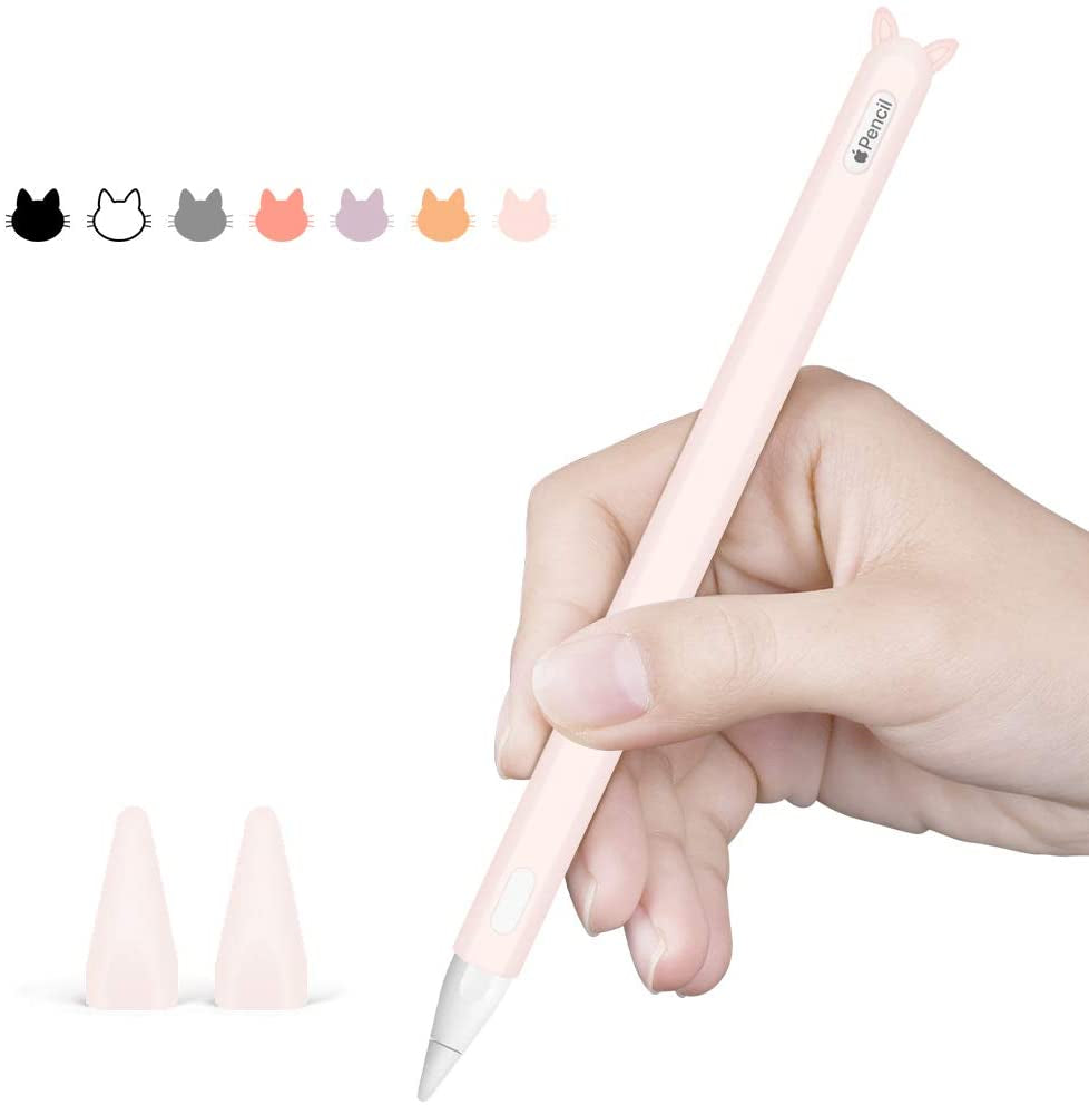 Silicone Case for Apple Pencil 2Nd Generation Holder Sleeve Skin Pocket Cover Accessories Kit for Ipad Pro 11 12.9 Inch 2018, Cute Soft Grip Pouch Cap Holder and 2 Protective Nib Covers (Purple)  Hydream Pink  