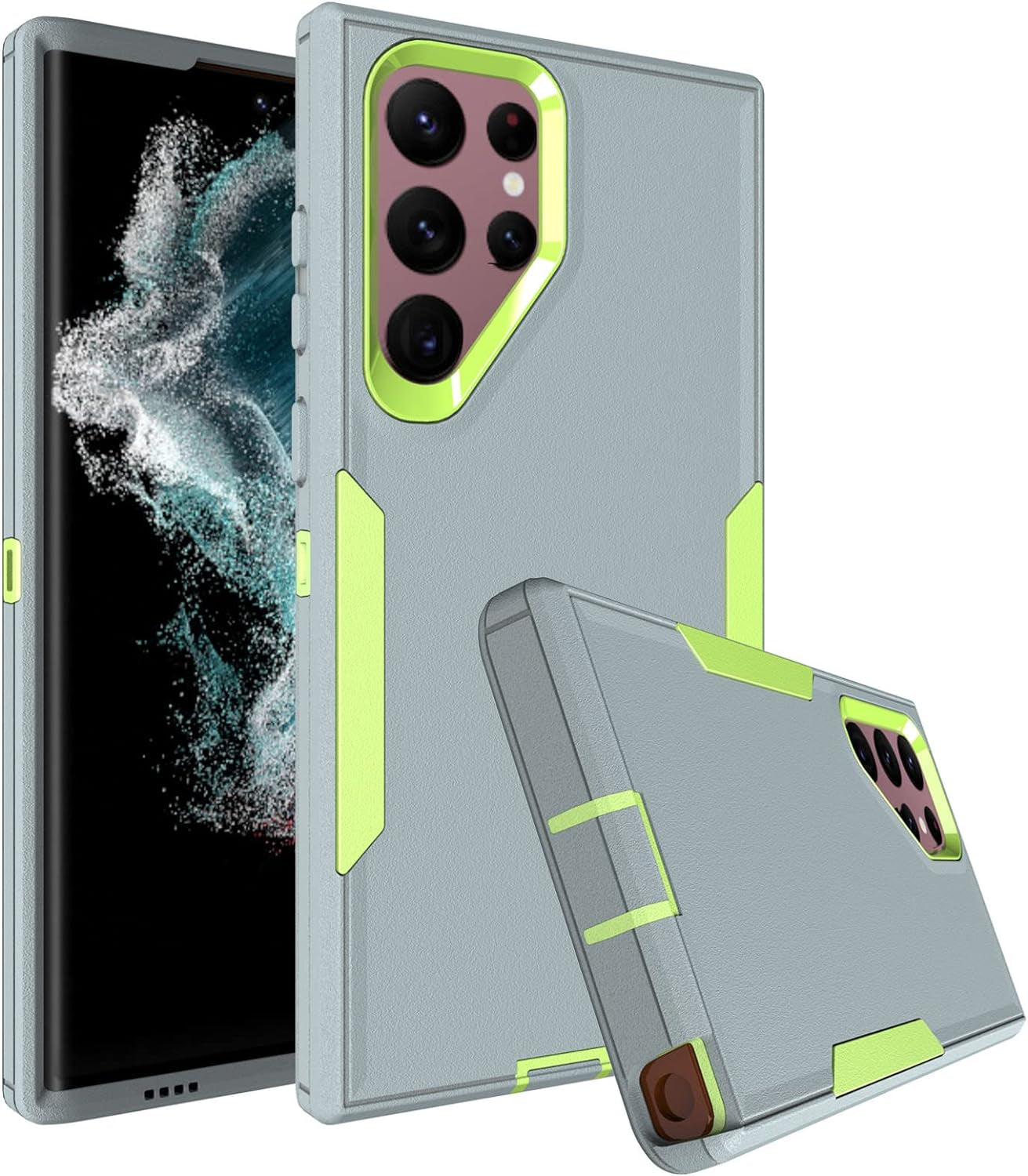 Dahkoiz for Samsung Galaxy S22 Case, Dust-Proof Port Cover, Full Body Durable Silicone Rubber Phone Case for Samsung Galaxy S22 5G, Green/Grey  UNISMART INC Galaxy S22 Ultra Case Deep Grey Galaxy S22 Ultra 