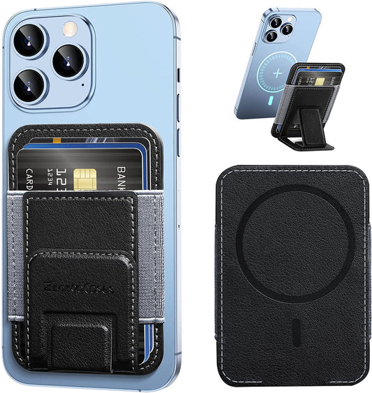 Ztotopcases Leather Magnetic Wallet Stand with Magsafe and Adjustable Stand Card Holder for Iphone 14/14 Plus/14 Pro Max and 13/12 Series, Fit 5 Cards, Not for 14 Pro/13 Pro/13 Mini/12 Mini, Black  ZtotopCases   