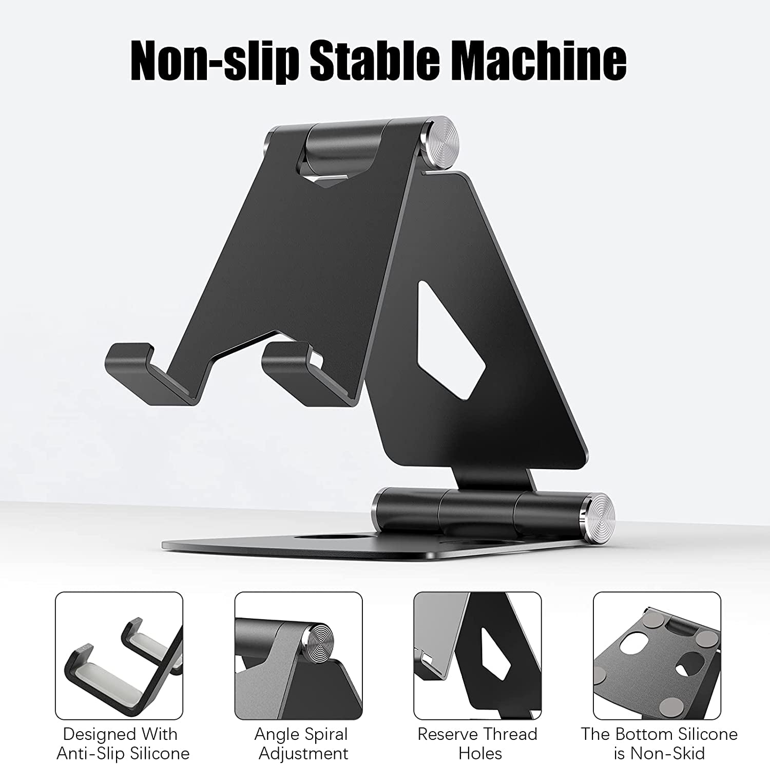 JIUCAIE 2Pack Cell Phone Stand for Angle Height Adjustable Desk Sturdy Aluminum Metal Cute Phone Holder for Iphone,Ipad, Mobile Phone, All Android Smartphone,Desktop  JIUCAIE   