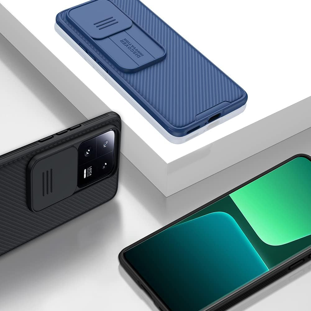 WVOZWWO for Xiaomi 13 Case Cover, Xiaomi Mi 13 5G Phone Case with Slide Camera Protector Cover Hard PC TPU Slim Rugged Shockproof Protective Phone Case for Xiaomi Mi 13 (Blue)  Grand Eletronics   