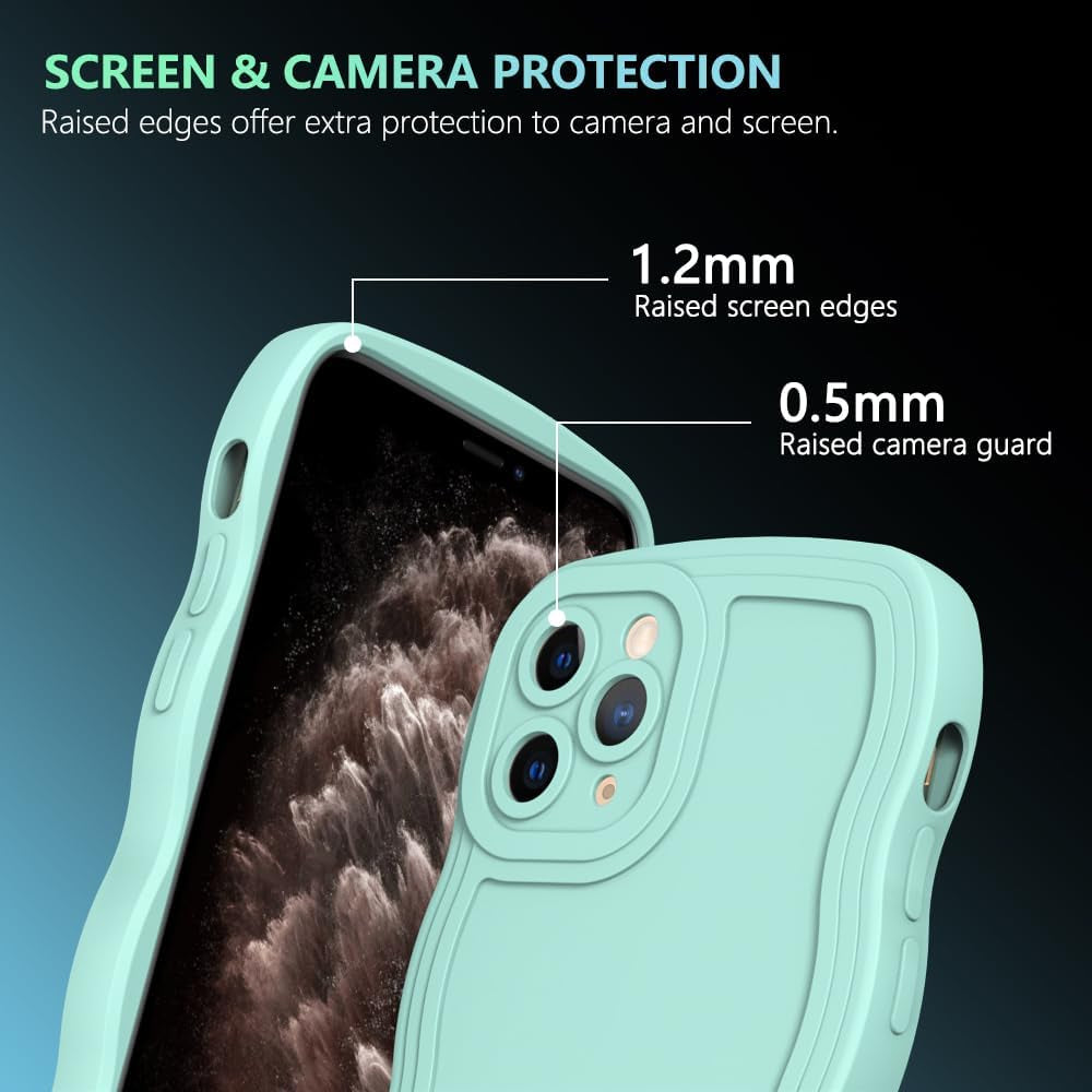 WOGROO Case for Iphone 11 Pro Case,Wave Curly Frame Design,Soft Flexible Tpu,Cute Wavy Solid Color Aesthetic Flashion Phone Case Shockproof Protective Case Cover 5.8" - Mint  WOGROO   