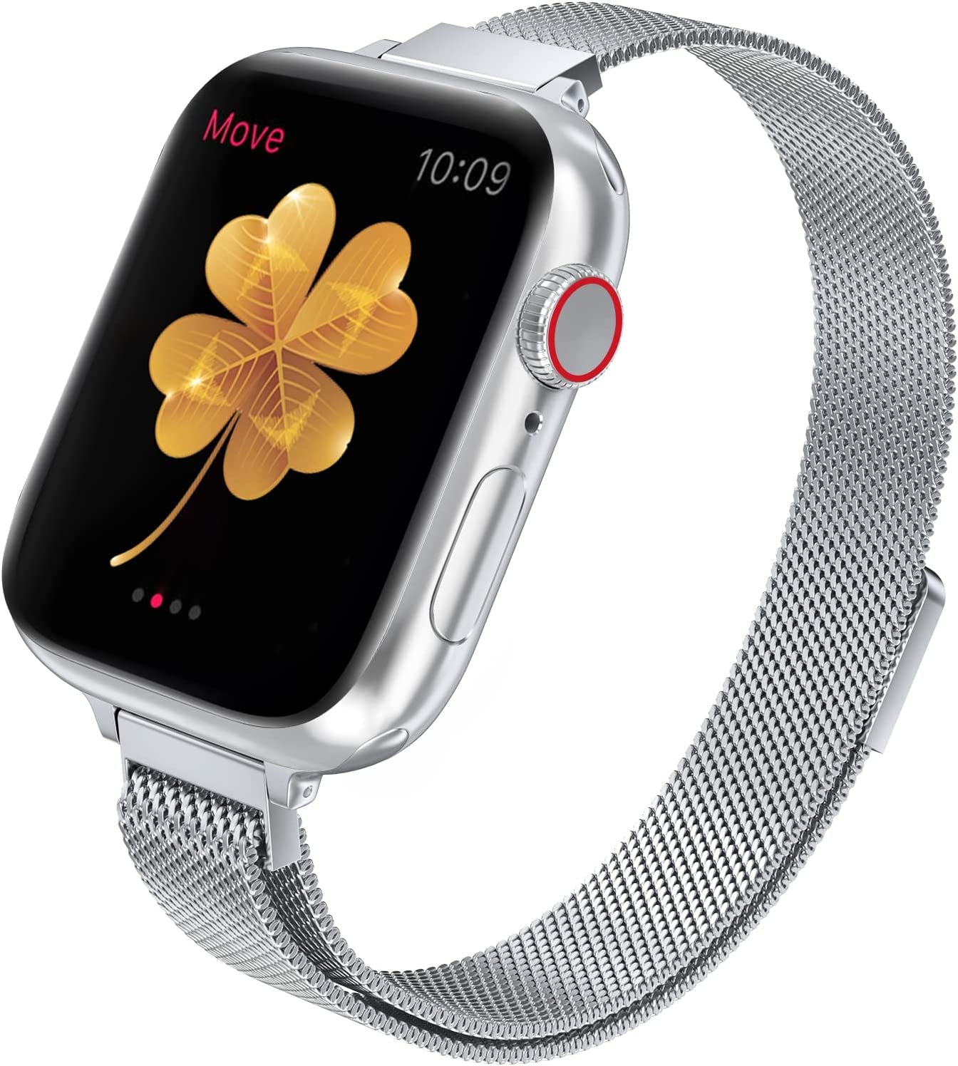 CTYBB for Apple Watch Band Series Ultra SE 8 7 6 5 4 3 2 1 38Mm 40Mm 41Mm 42Mm 44Mm 45Mm 49Mm, Stainless Steel Slim & Thin Mesh Magnetic Clasp Strap Women and Girl Replacement Band for Iwatch  DMORI Silver 42mm/44mm/45mm/49mm 