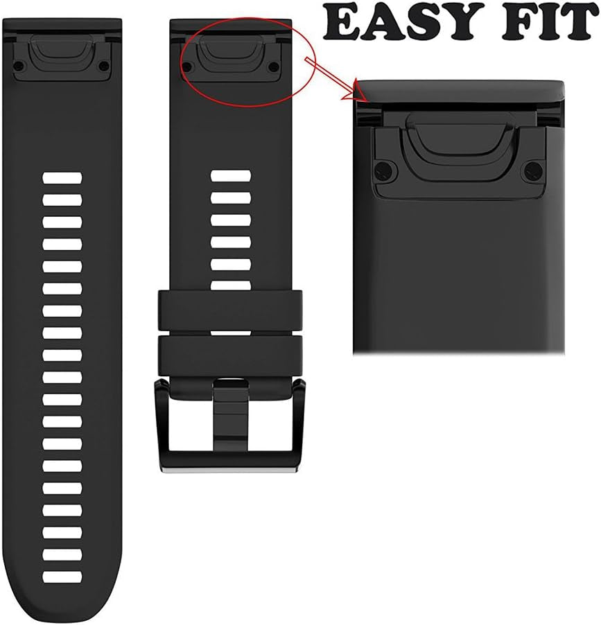 Notocity Compatible Fenix 5X Band 26Mm Width Soft Silicone Watch Strap for Fenix 6X/Fenix 7X/Fenix 5X Plus/Fenix 6X Pro/Fenix 3/Fenix 3 Hr/Tactix/Descent MK1/D2 Delta PX/D2 Charlie-Black  MSLH   