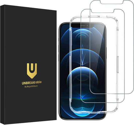 Unbreakcable Shatterproof Tempered Glass Screen Protector for Iphone 12/12 Pro [2-Pack] [99.99% HD Clear] [Easy Installation Frame] [9H Hardness] [Full Coverage] [Bubble Free] for Apple 6.1''  UNBREAKcable   