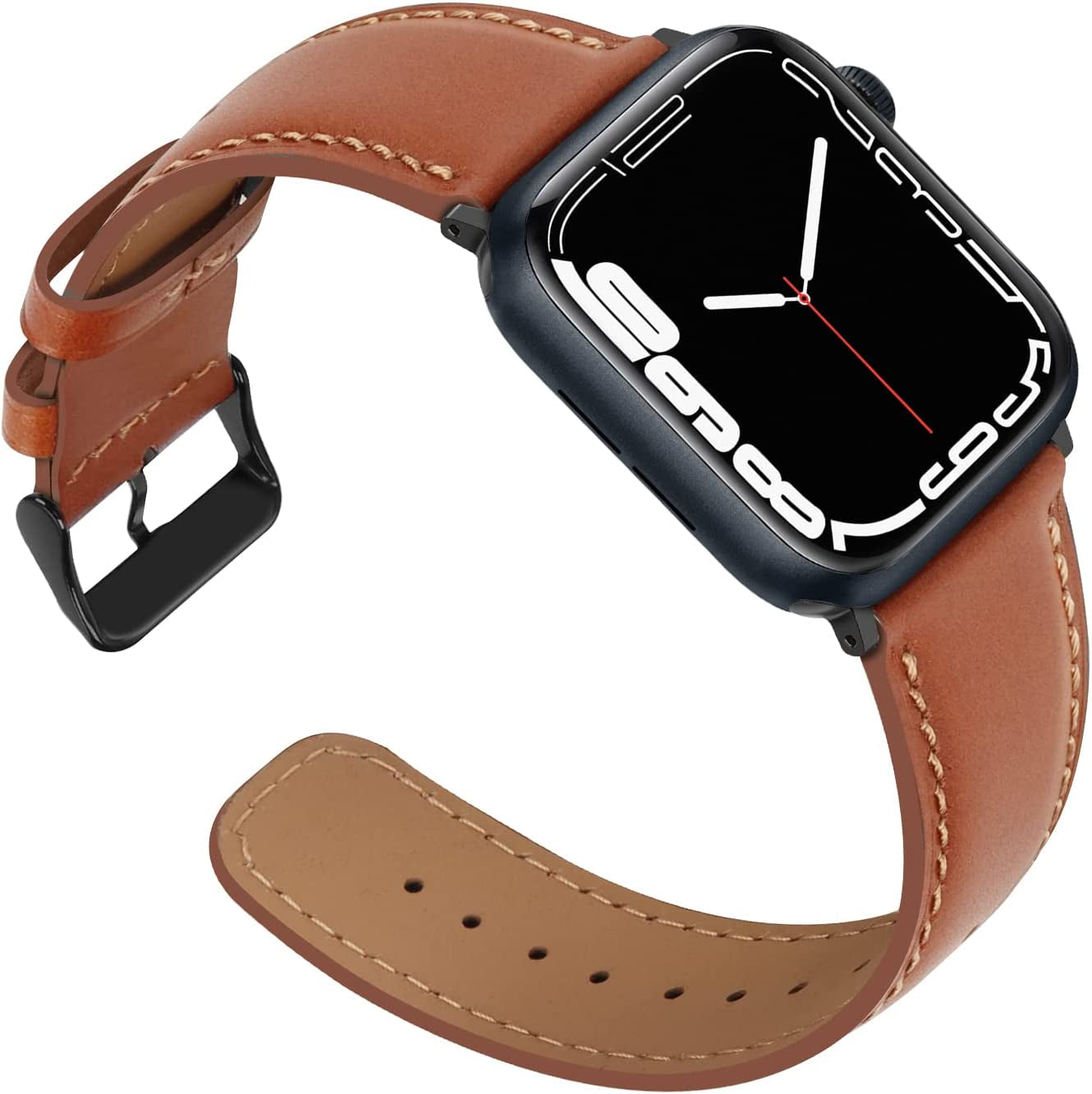 Anlinser Bands Compatible with Apple Watch Band 45Mm 44Mm 42Mm 41Mm 40Mm 38Mm for Women Men, Leather Replacement Strap Compatible with Iwatch Series 8 7 6 5 4 3 2 1, SE (45Mm/44Mm/42Mm, Dark Brown)  Anlinser Brown 41mm/40mm/38mm 