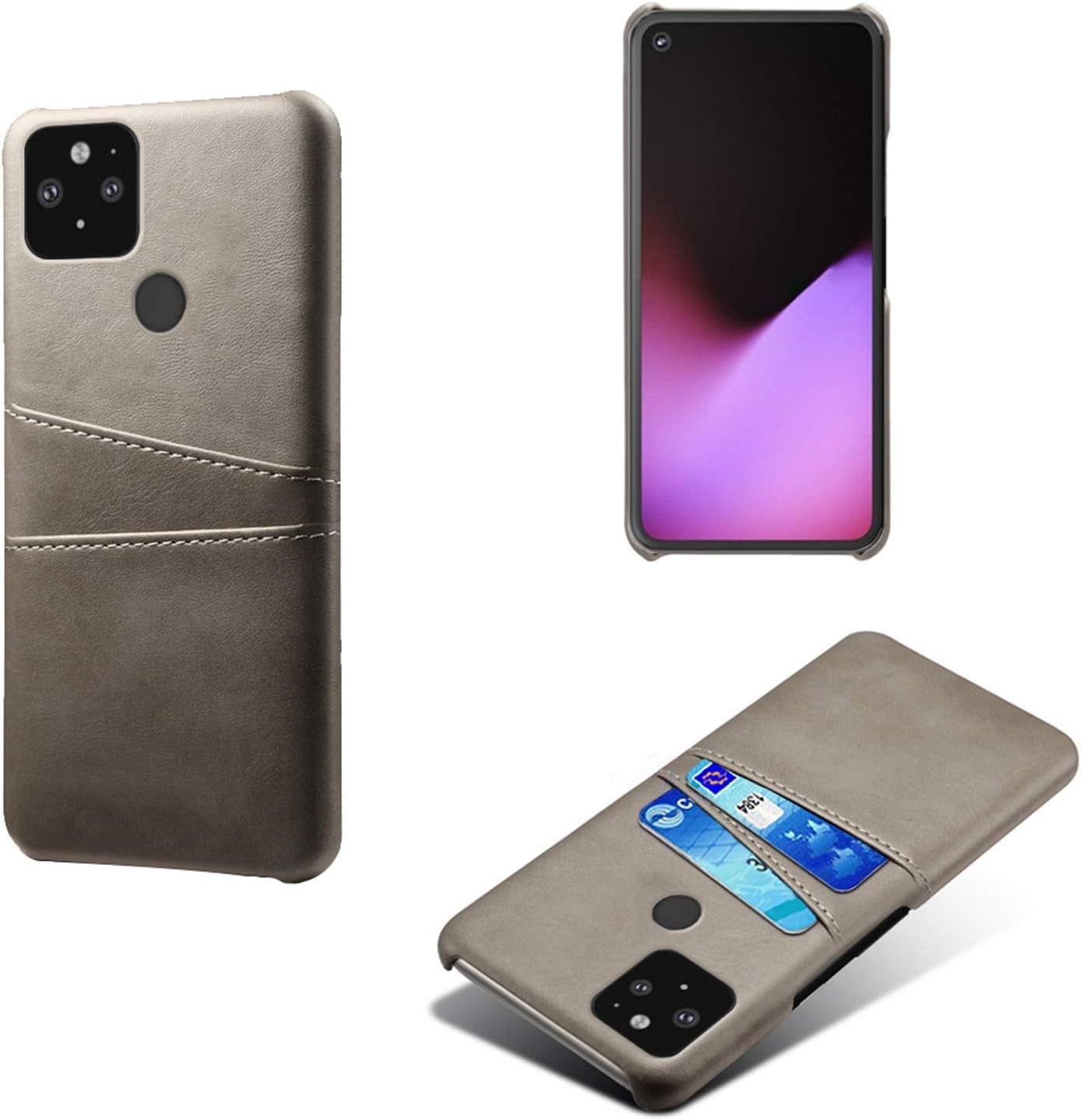 FHZXHY Google Pixel 4A 5G Back Case PU Leather Wallet Card Holder Phone Case for Google Pixel 4A 5G(6.2 Inch 2020)-Brown  FHZXHY Gray  