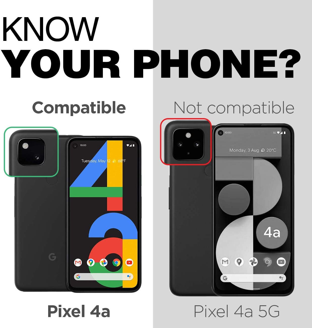 Encased Pixel 4A Case with Screen Protector (Rebel Shield) Rugged Full Body Protective Cover with Build-In Screen Guard for Google Pixel 4A - Black  Encased   