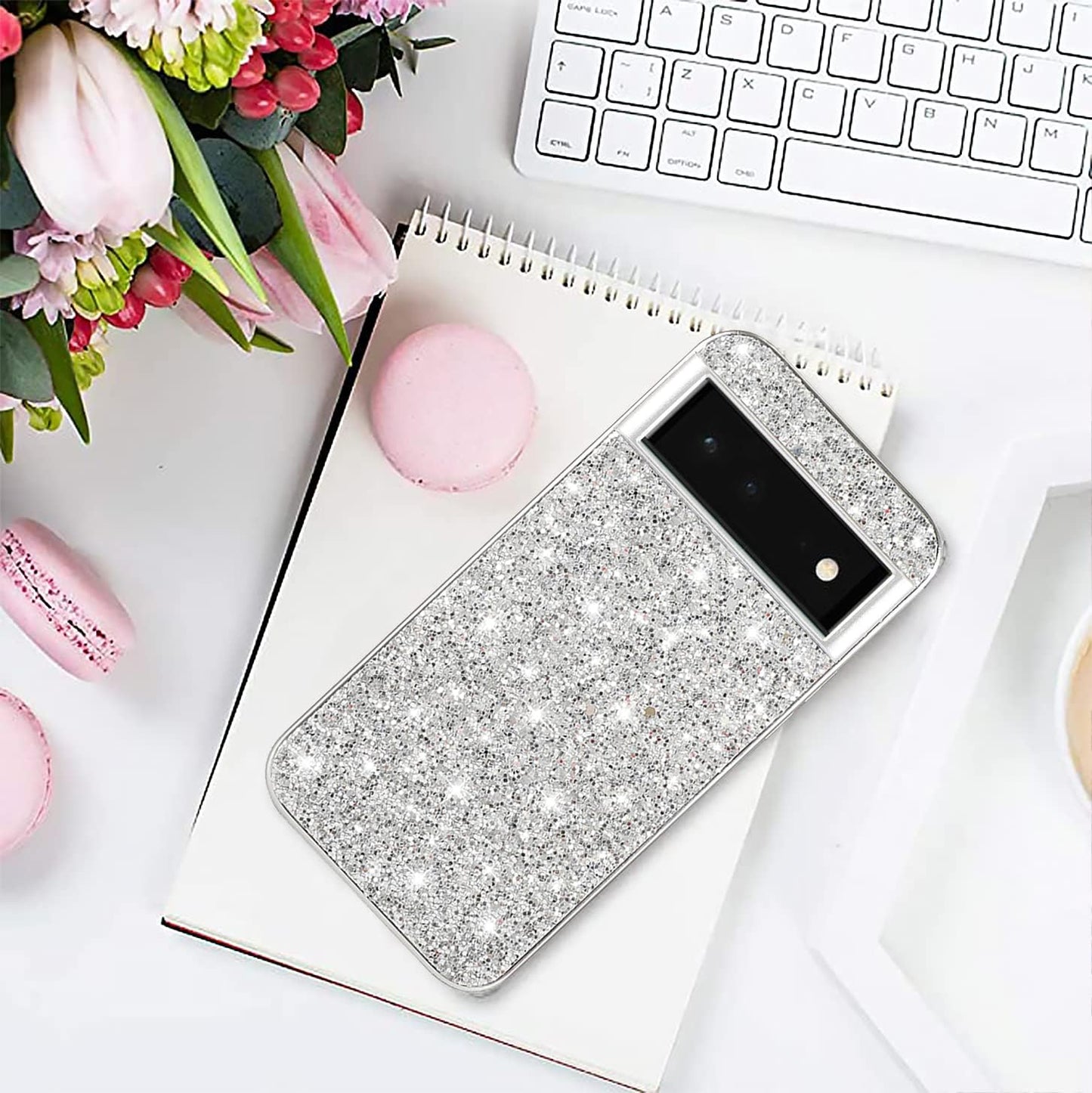 Compatible with Google Pixel 6 Pro Case Glitter Bling Google Pixel 6 Pro Phone Case for Girls Cute Bumper Shockproof Protective Case (Google Pixel 6 Pro, Silver)  Generic   