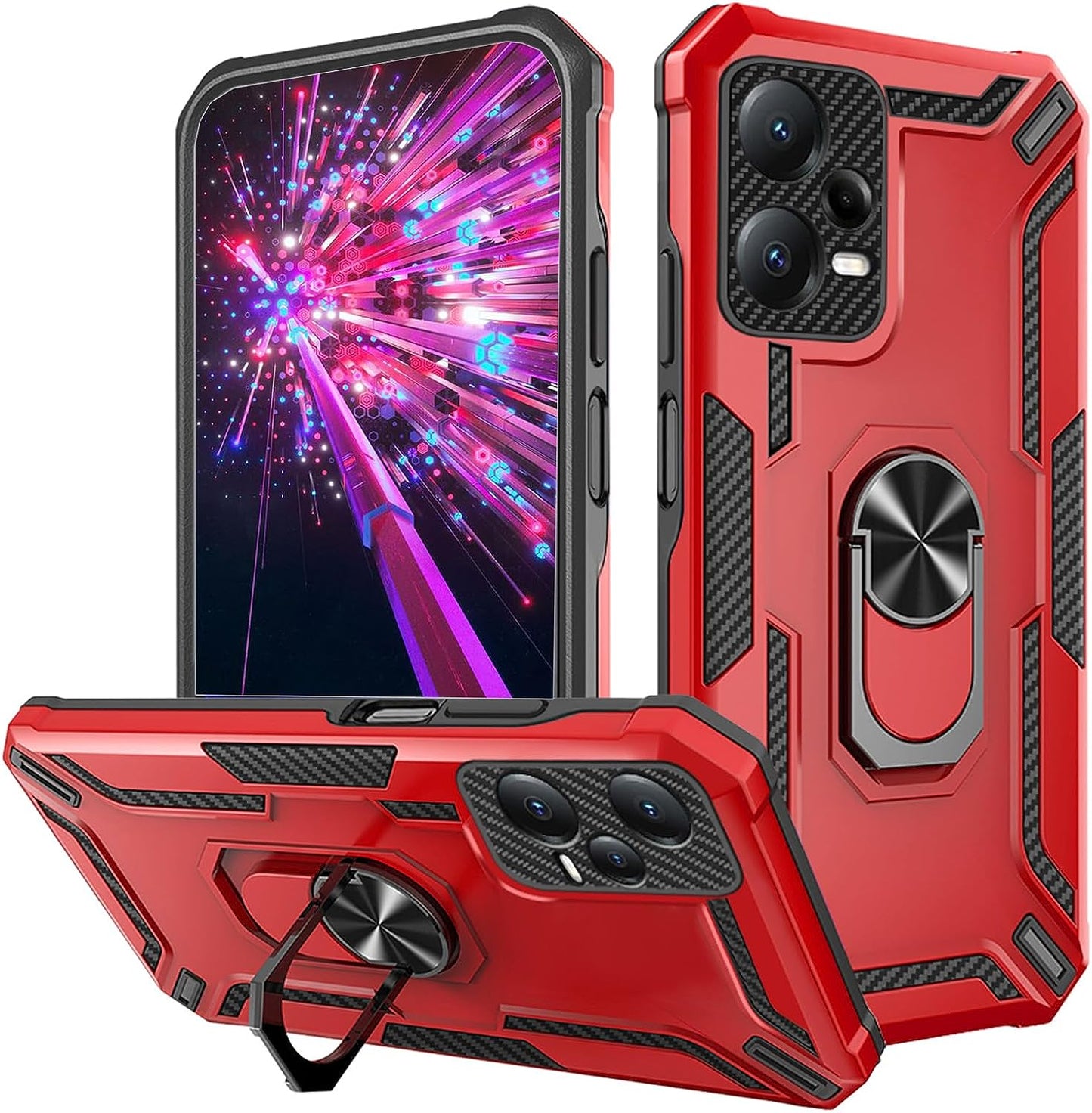 Ysnzaq Case for Xiaomi Redmi Note 12 Pro/Poco X5 Pro, Military Grade Rugged Shockproof Protective Phone Cover with Ring Magnetic Kickstand for Xiaomi Redmi Note 12 Pro/Poco X5 Pro LB Red  Ysnzaq   