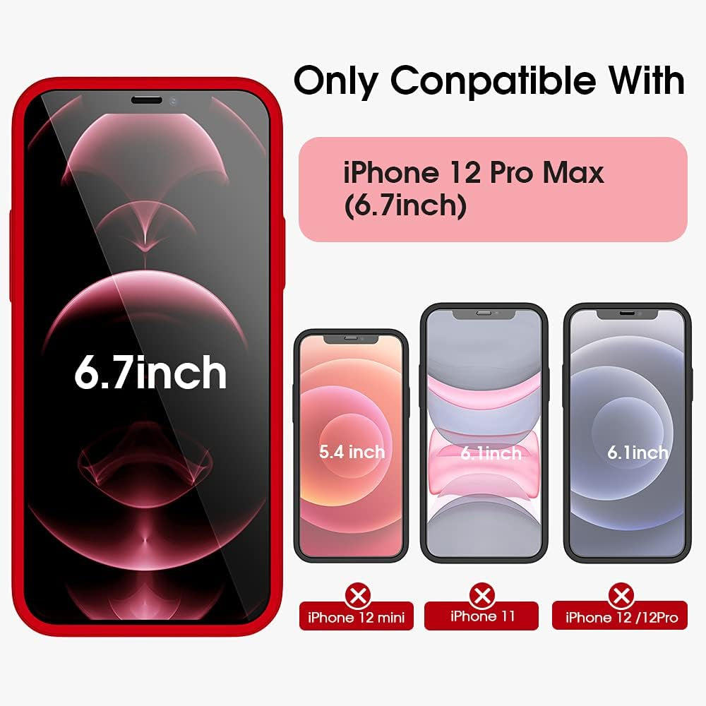 X-Level Compatible with Iphone 12 Pro Max Case,[360 Full Body Protective] with 2X Tempered Glass Screen Protector Ultra Thin Slim Fit Phone Cover for Iphone 12 Pro Max 6.7 Inch (Matte Red)  Pipilu   