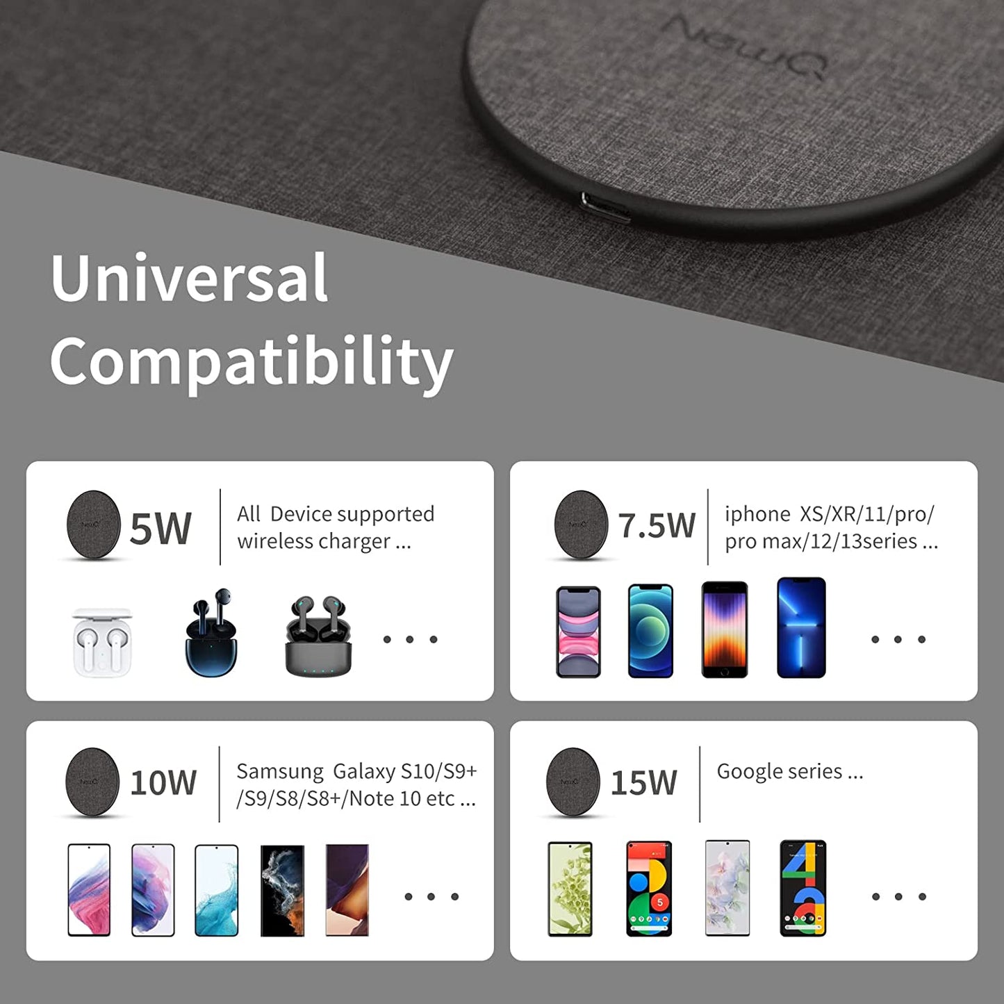 Newq Wireless Charger,15W Max Wireless Charging Pad Compatible with Iphone 14/13/13 Pro/13 Mini/13 Pro Max/Se 2022/12/SE 2020/11/X/8,Samsung Galaxy S22/S21/S20/S10,Airpods Pro(Black 2 Packs)  Shenzhen Yongdongke Innovation Technology Co.,Ltd.   