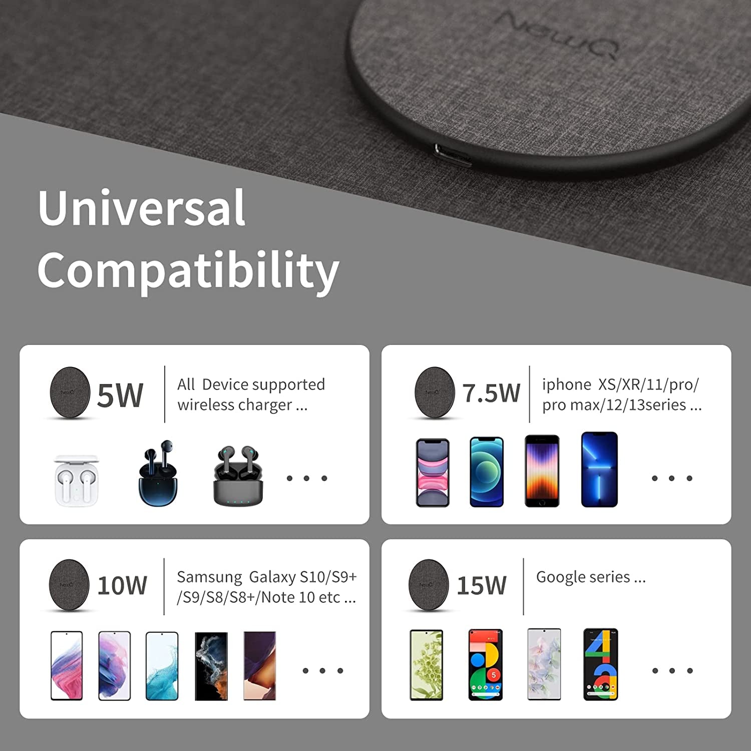 Newq Wireless Charger,15W Max Wireless Charging Pad Compatible with Iphone 14/13/13 Pro/13 Mini/13 Pro Max/Se 2022/12/SE 2020/11/X/8,Samsung Galaxy S22/S21/S20/S10,Airpods Pro(Black 2 Packs)  Shenzhen Yongdongke Innovation Technology Co.,Ltd.   