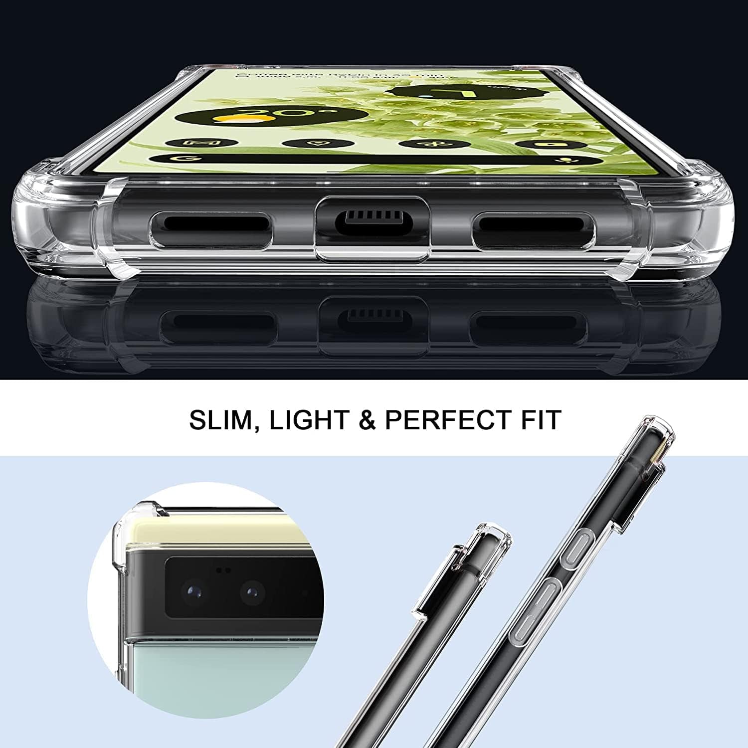 KIOMY Google Pixel 6 5G Case Diamond Clear with Hybrid anti Yellow Design Hard PC Back Shell with TPU Raised Bezel Shockproof Bumper Protective Ultra Transparent Slim Fit and Thin Cell Phone Cover  KIOMY   