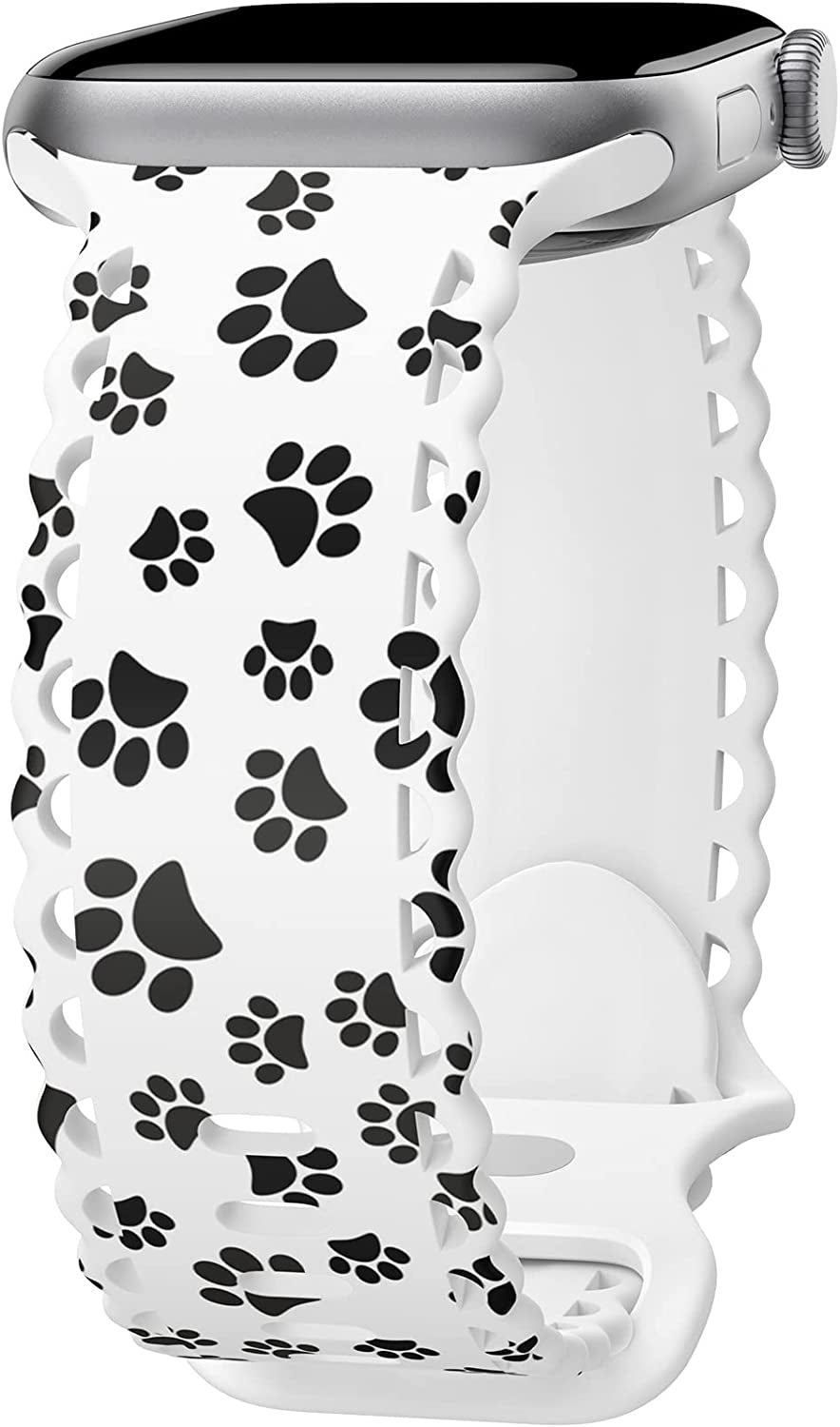 Upfurmach Compatible with Apple Watch Band 41Mm 40Mm 38Mm 49Mm 45Mm 44Mm 42Mm Women Girl, Rose Floral Print Lace Hollow-Out Soft Silicone Sport Bands for Iwatch Ultra SE Series 8 7 6 5 4 3 2 1, Rosb-38  UpfurMach A-Paw 41mm/40mm/38mm 