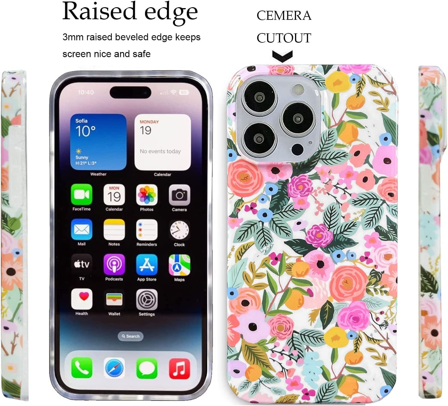 J.West Compatible with Iphone 14 Pro Max Case Soft Shockproof Cute Floral Phone Protective Cover for Women, Garden Flower Pattern Design Slim Fit Anti-Scratch 6.7" Phone Case for Girl  J.west   