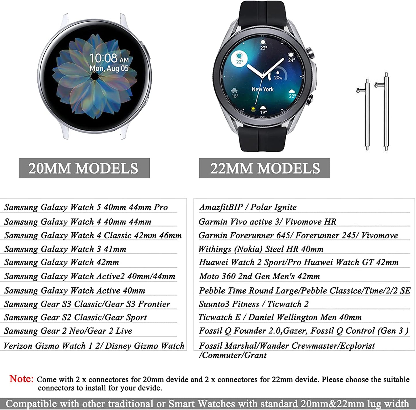 20Mm 22Mm Scrunchies Watch Bands, Cute Elastic Replacement Bands for Women with Quick Release Bar, Fabric Band for Samsung Galaxy Watch 4 5 Pro Galaxy Active, Active 2 40Mm 44Mm Watch Smartwatch Bla-S  ZSMJ   