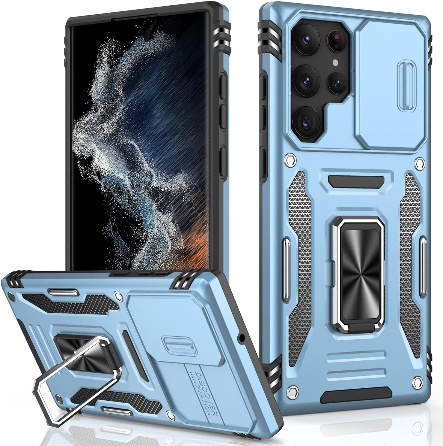 LUMARKE Galaxy S22 plus Case with Camera Cover,Samsung S22 plus Cover Pass 16Ft Drop Test Military Grade Heavy Duty Protective Phone Case with Kickstand for Samsung Galaxy S22 plus Black  LUMARKE Light Blue Galaxy S22 Ultra 6.8''-L 