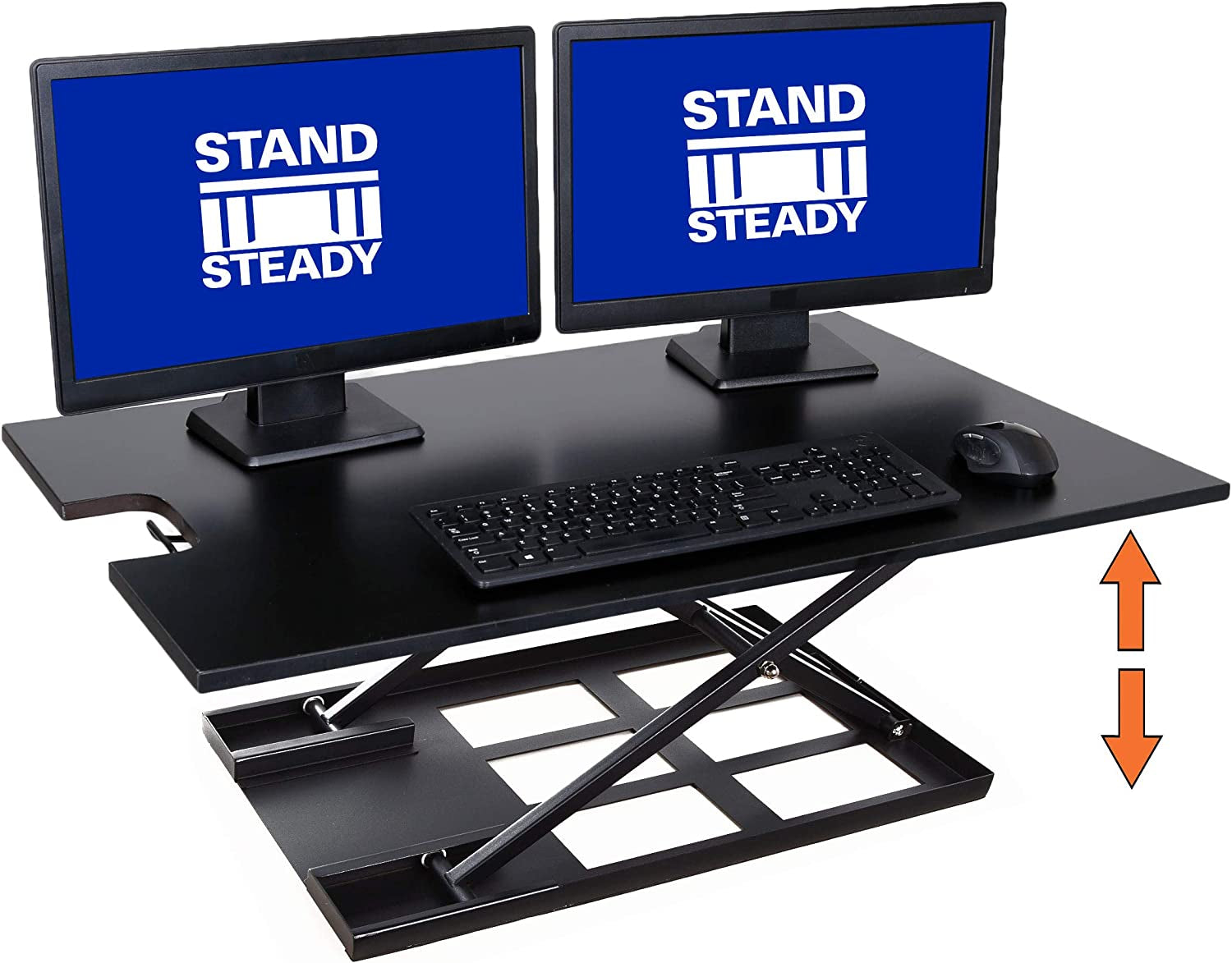 X-Elite Pro XL Standing Desk Converter | Instantly Convert Any Surface to a Stand up Desk | Extra Large Sit to Stand Desk Converter | Easily Fits 2 Monitors (36 Inches | Black)  Stand Steady   