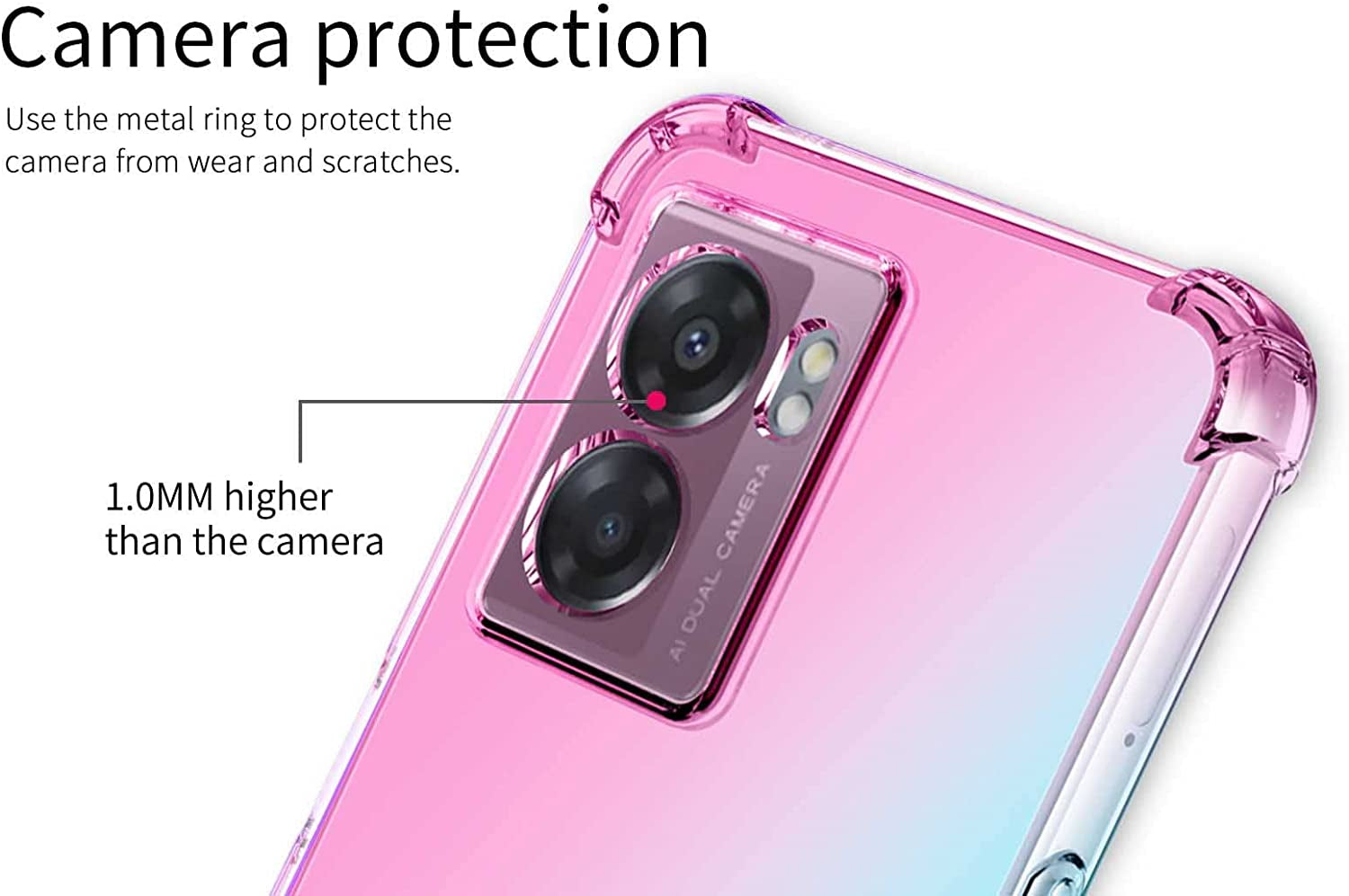 Lmposla for Oneplus Nord N300 5G Case,1+ Nord N300 5G Case, for Girls Women Shockproof Slim Ultra-Thin Flexible TPU Soft Rubber Silicone Airbag Case Cover for Oneplus Nord N300 5G (Pink/Teal)  Lmposla   