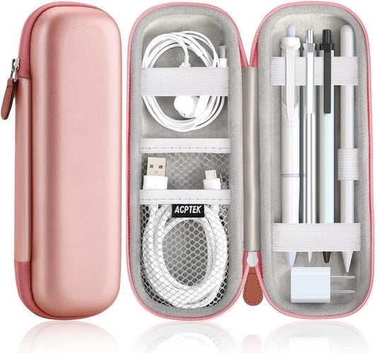 Case Holder for Apple Pencil, AGPTEK Elastic Strap Sleeve Pocket Protective Carrying Case for Samsung Stylus Ipad Pro Pen, Pencil, Apple Pen Accessories, USB Cable, Pink  AGPTEK   